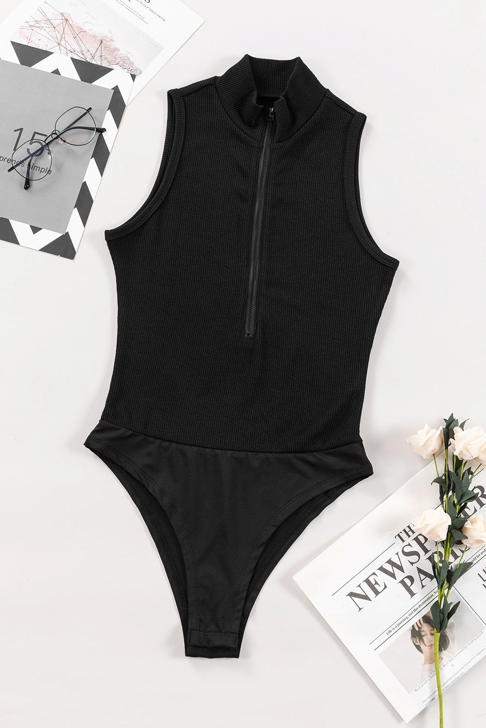 Amelia Zip Up Sleeveless Bodysuit