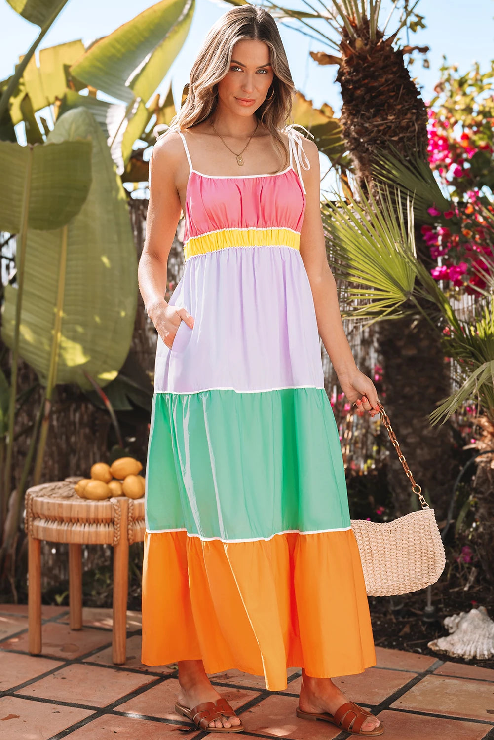 pocketed maxi dress Bahama Bliss Multicolour Size:Medium (Fits size US 8-10/UK 12-14) Elegant Blue Tulle Lace Knit Thickness dressing table with drawers