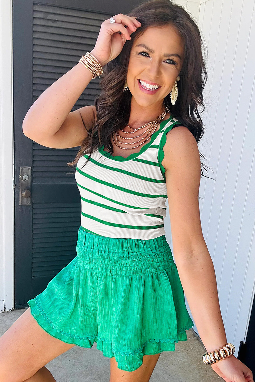 Ashleigh Green Striped Top