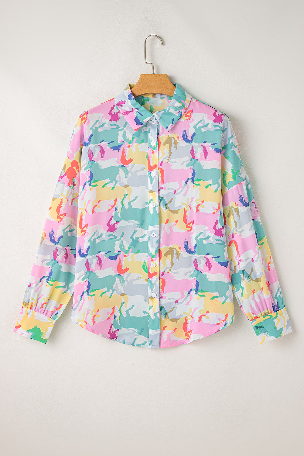 Penelope Colorful Horse Print Long Sleeve Shirt