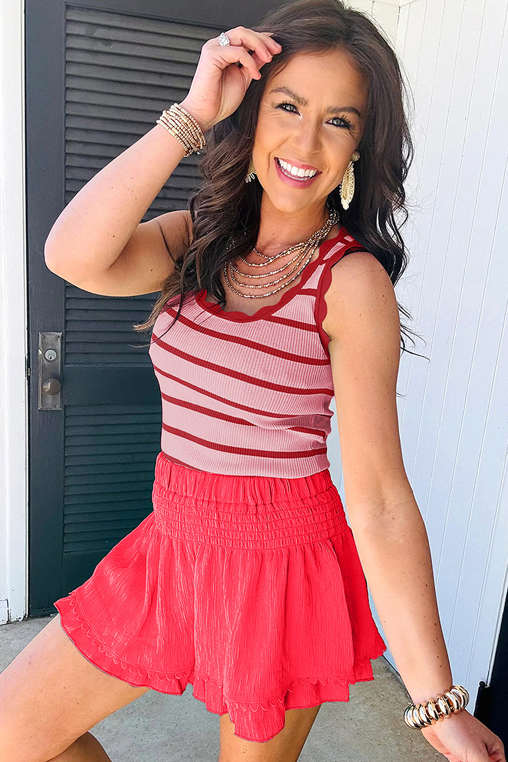 Ashleigh Red Striped Top