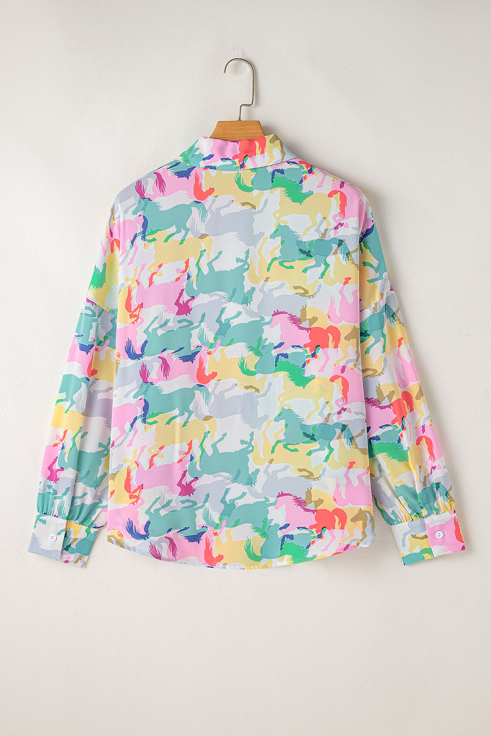Penelope Colorful Horse Print Long Sleeve Shirt