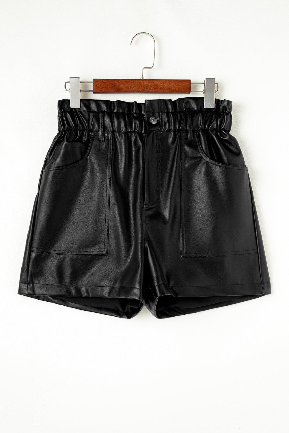 Cora Black Faux Leather Shorts