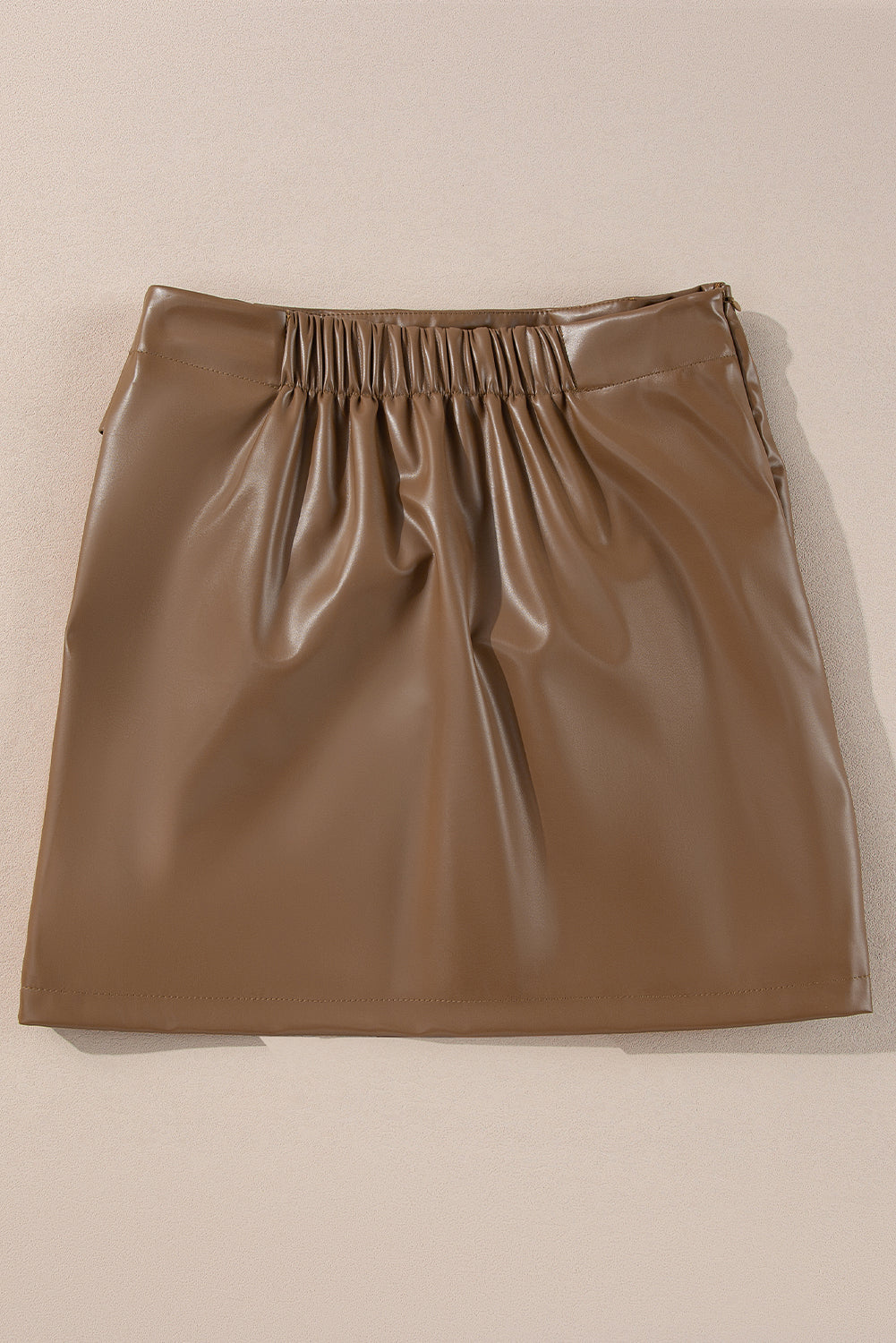 Hazelnut Faux Leather Mini Skirt