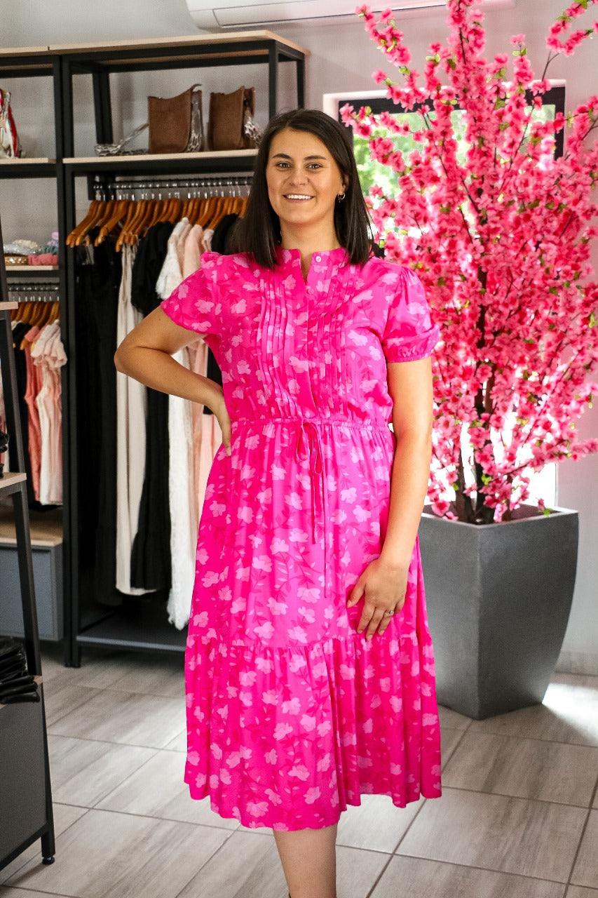 Cherry Blossom Pink Midi Dress