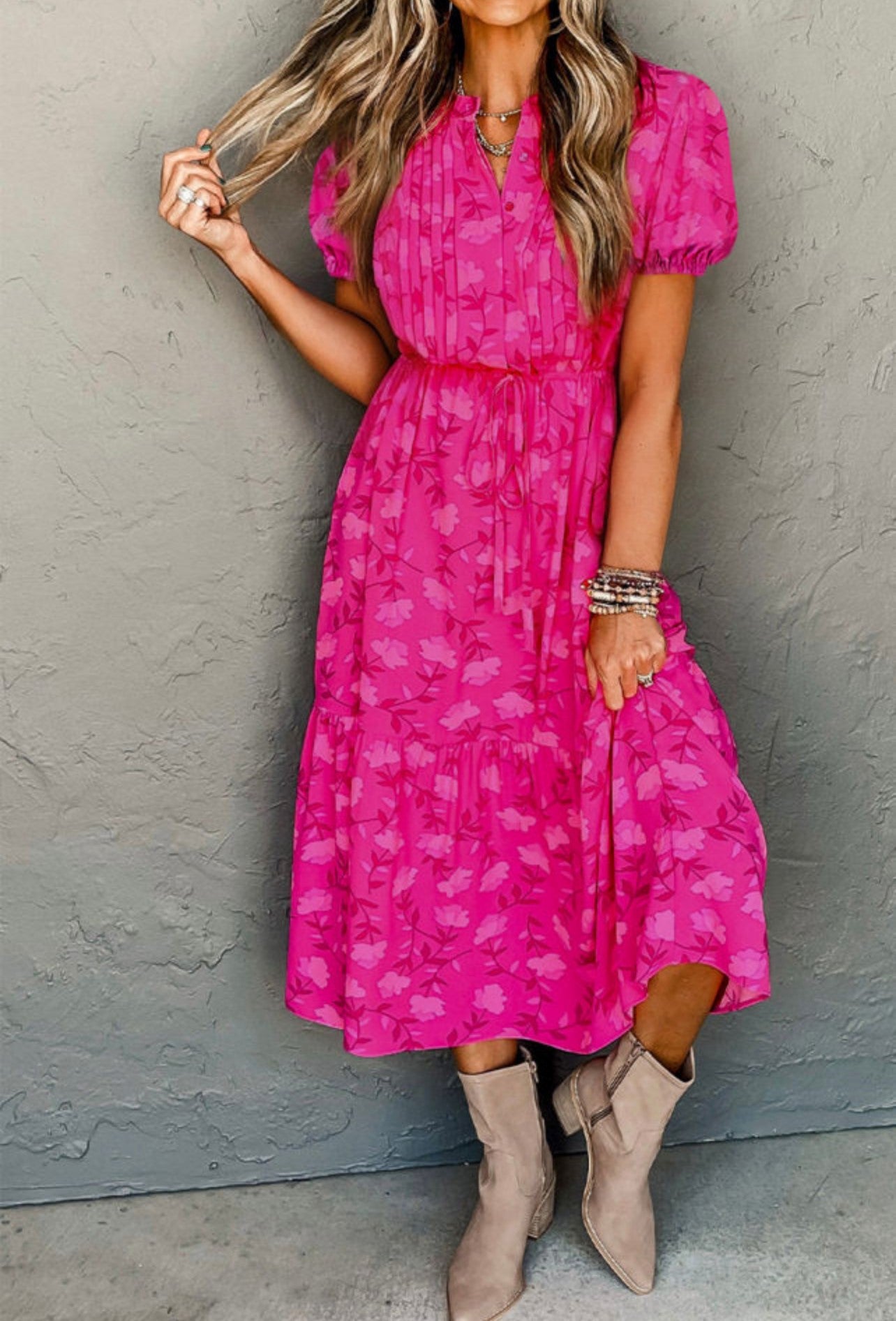 Cherry Blossom Pink Midi Dress