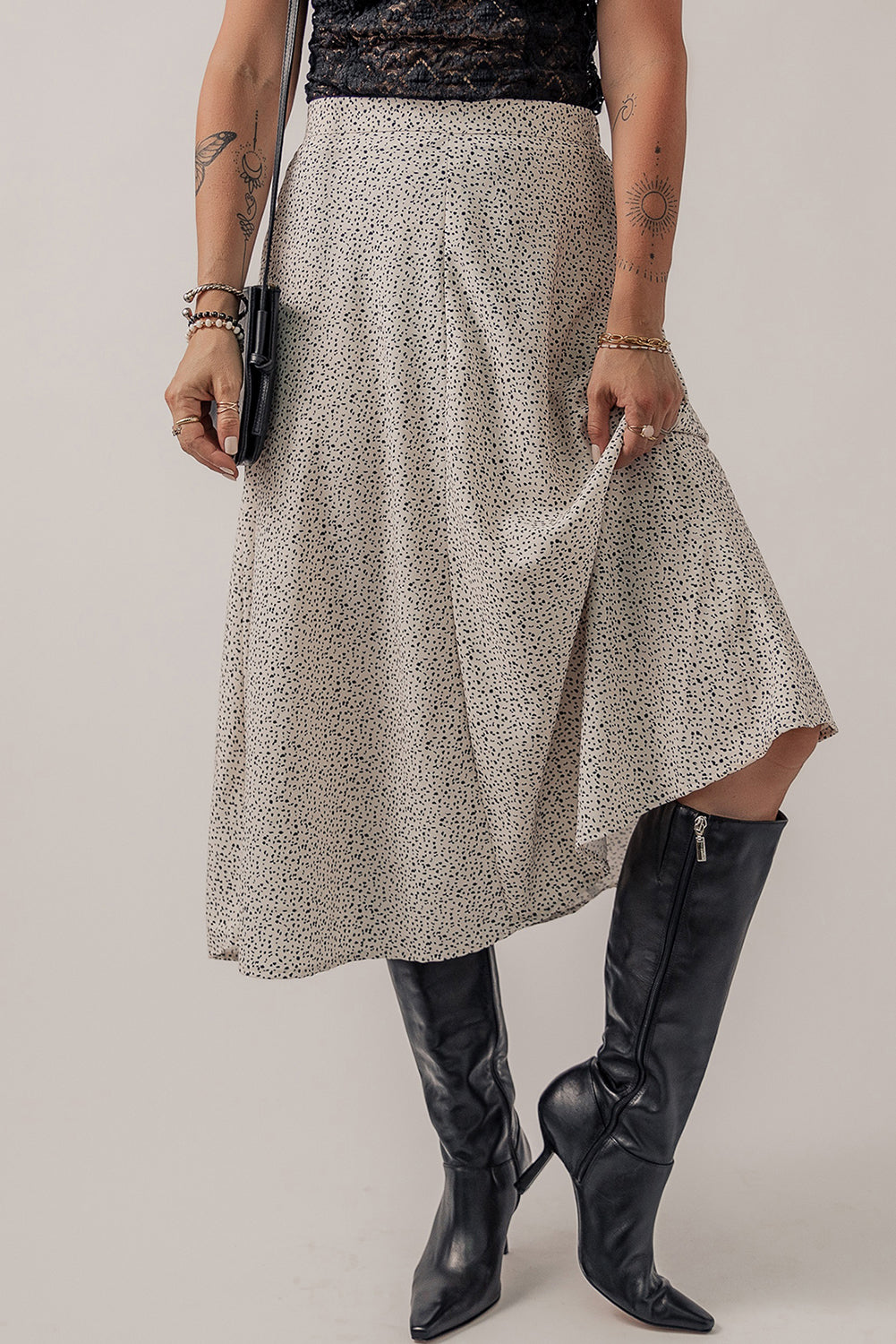 Earth Spotted High Waist Skirt