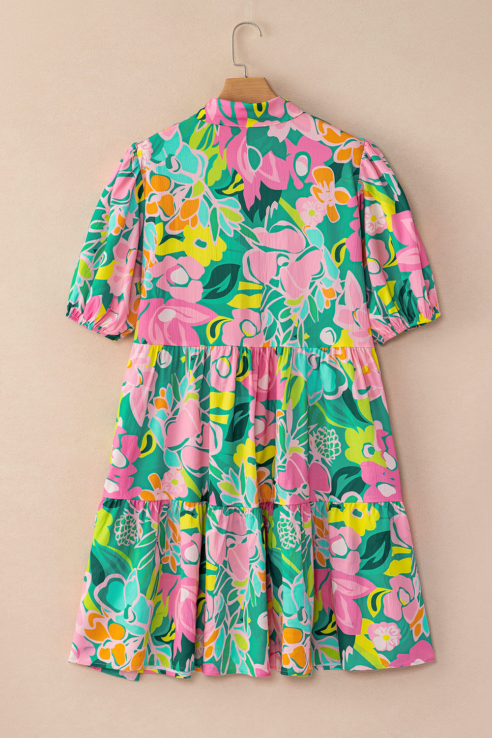 Flamingo Collar Buttoned Short Dress