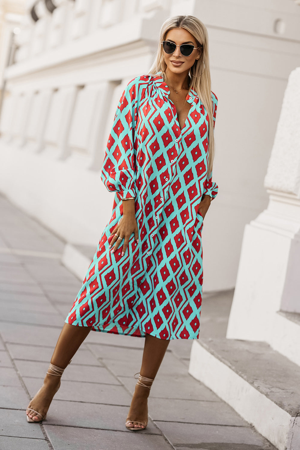 Galaxy Buttoned Shirt Midi Dress
