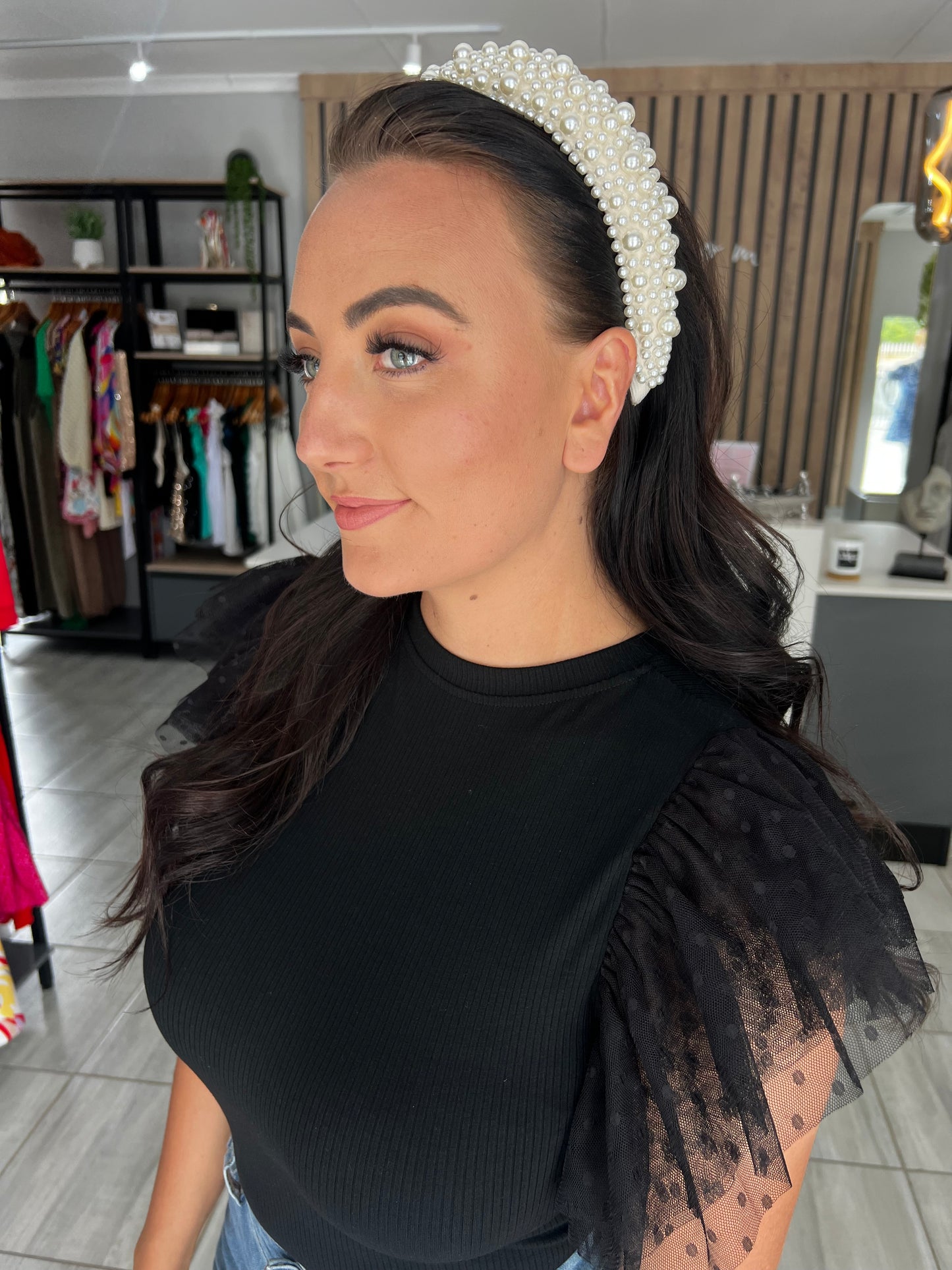 Babydoll Ruffle Sleeve Top Black