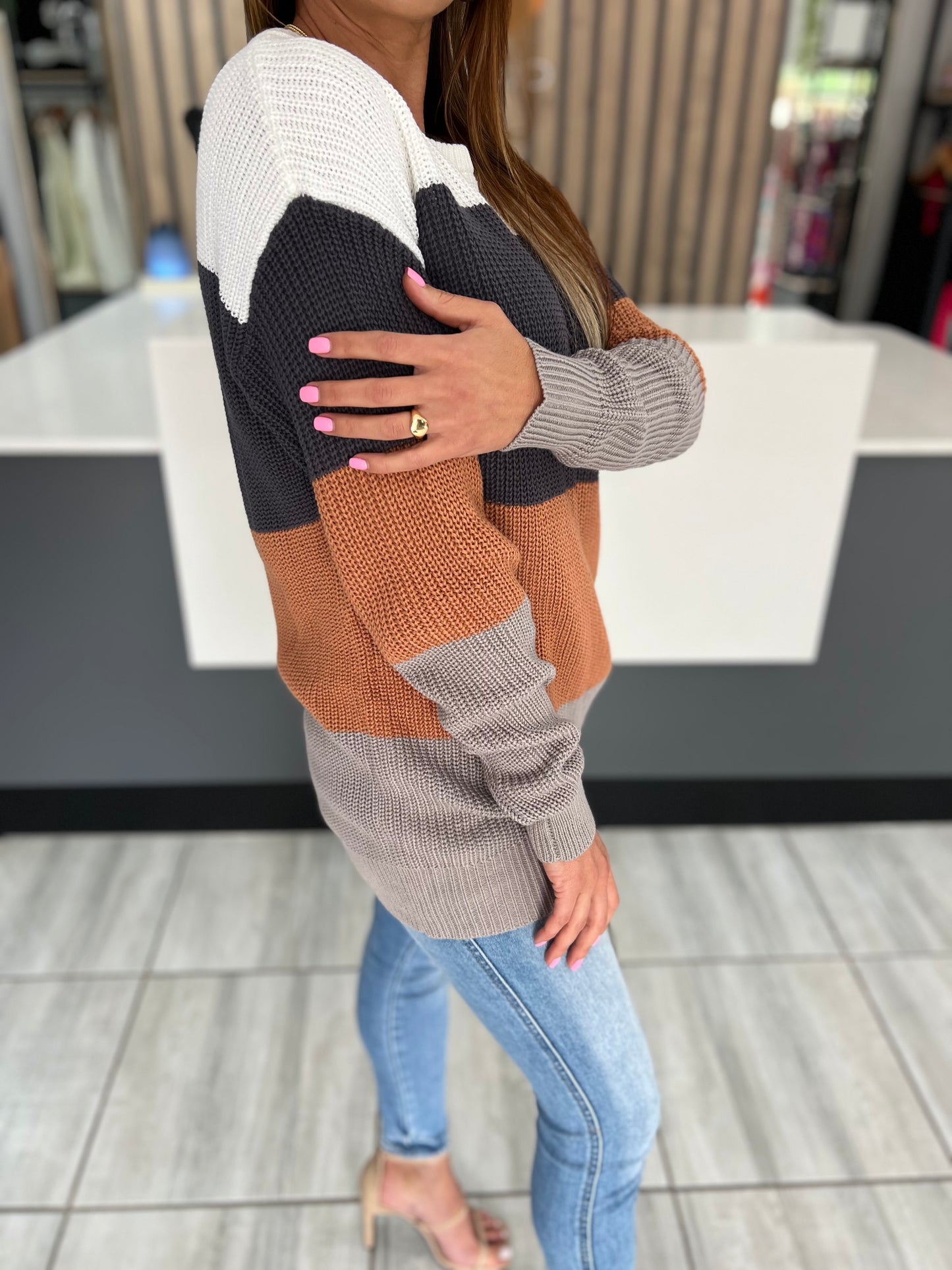 Yukio Chestnut Knitted Sweater