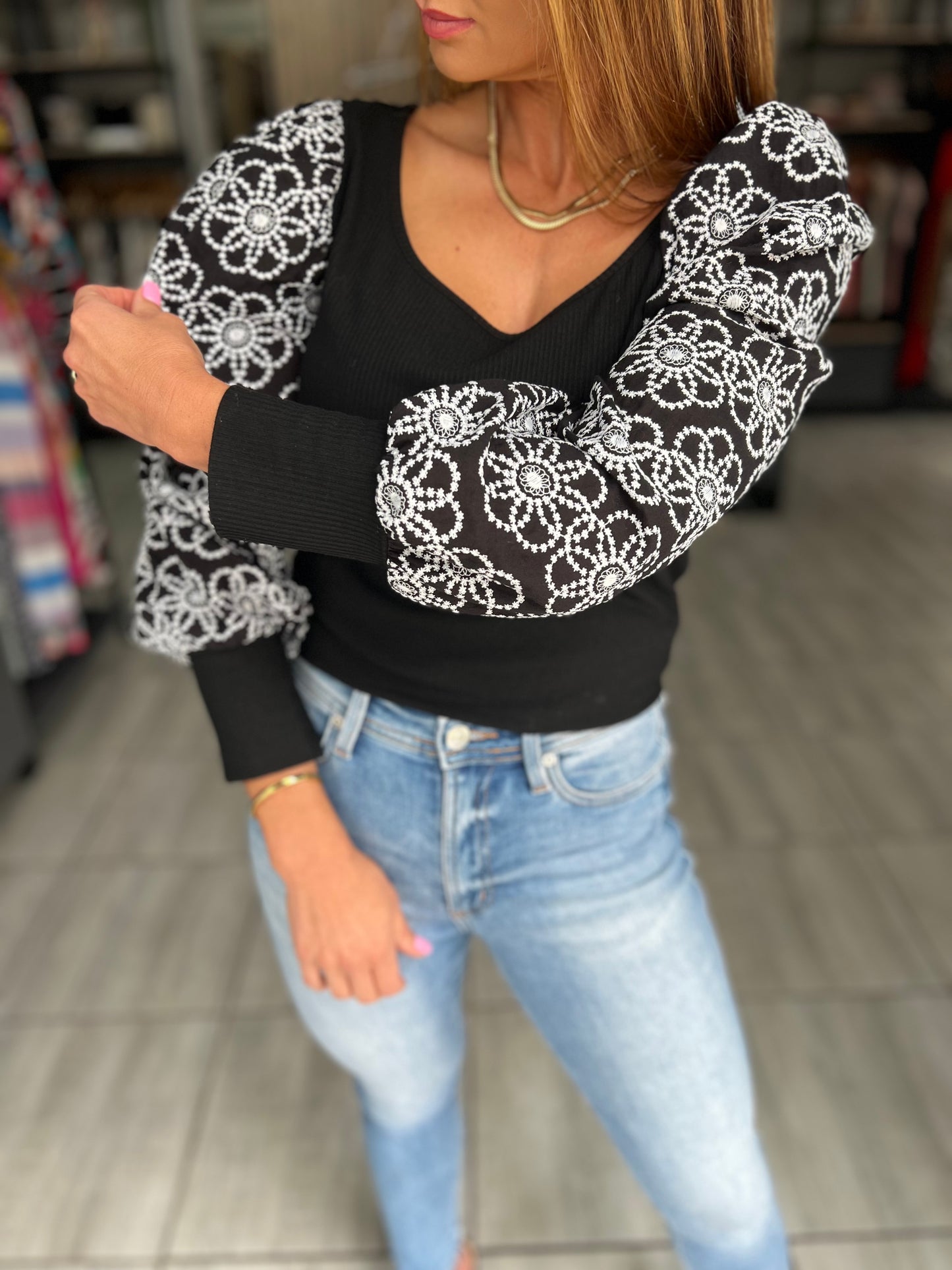 Alba Flower Puff Long Sleeve Top