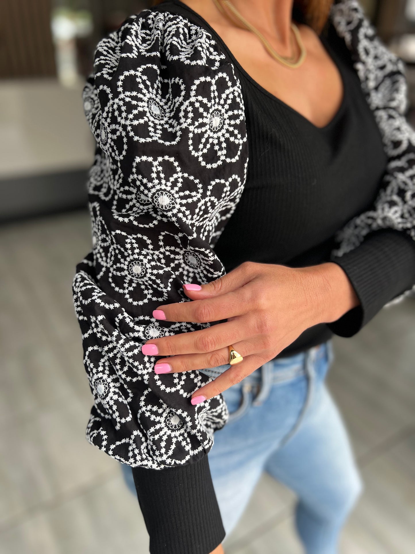 Alba Flower Puff Long Sleeve Top