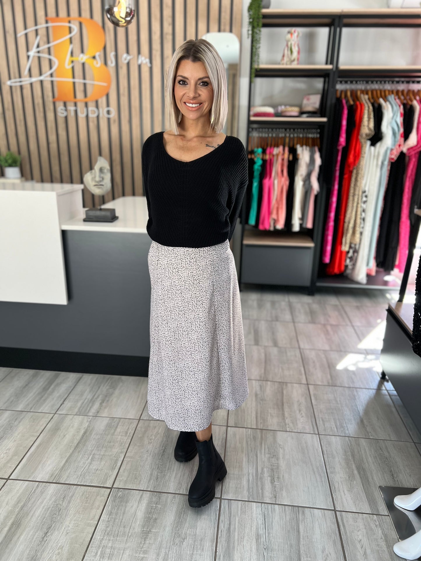 Earth Spotted High Waist Skirt