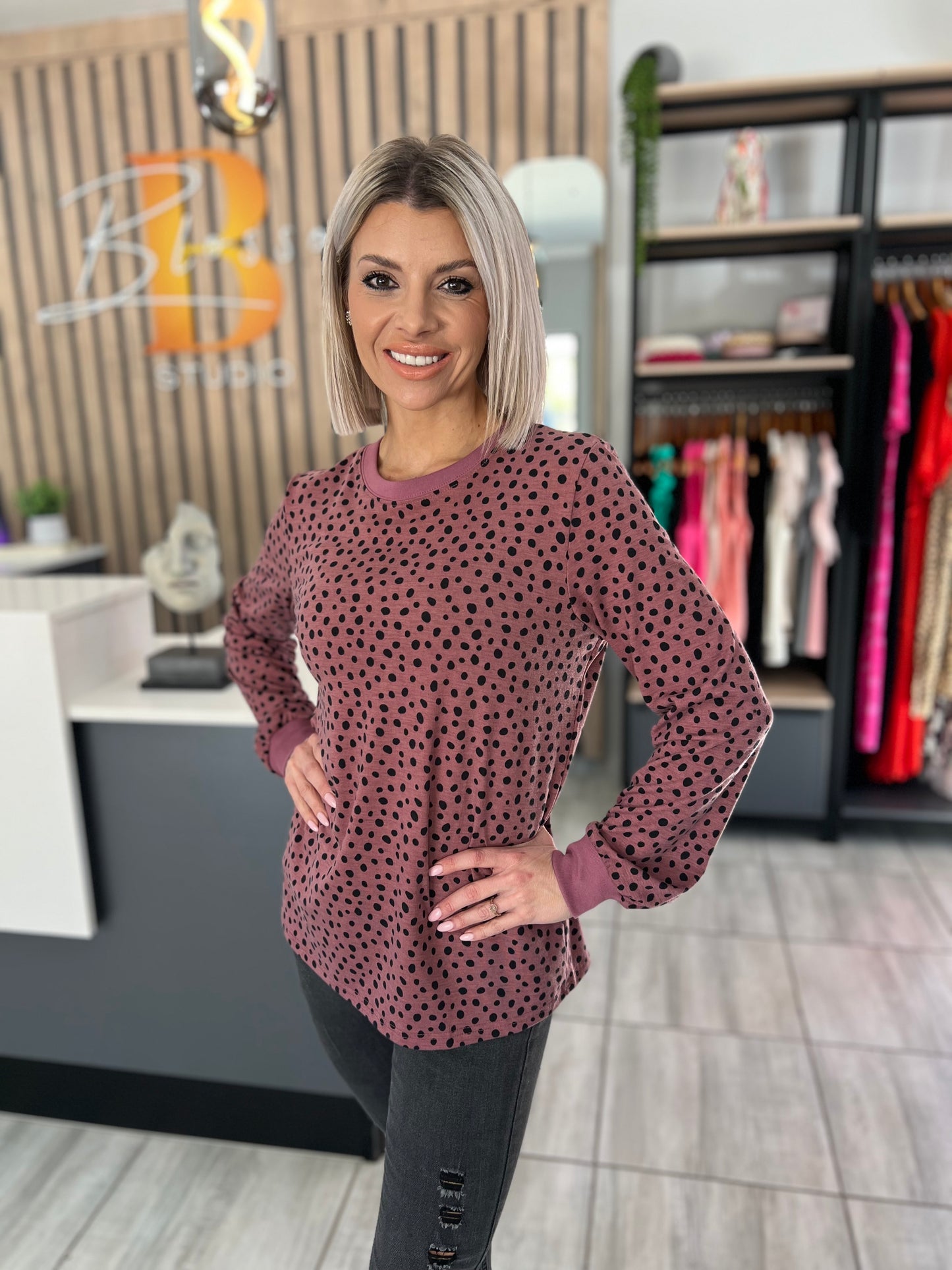 Eirwen Animal Spotted Long Sleeve Top