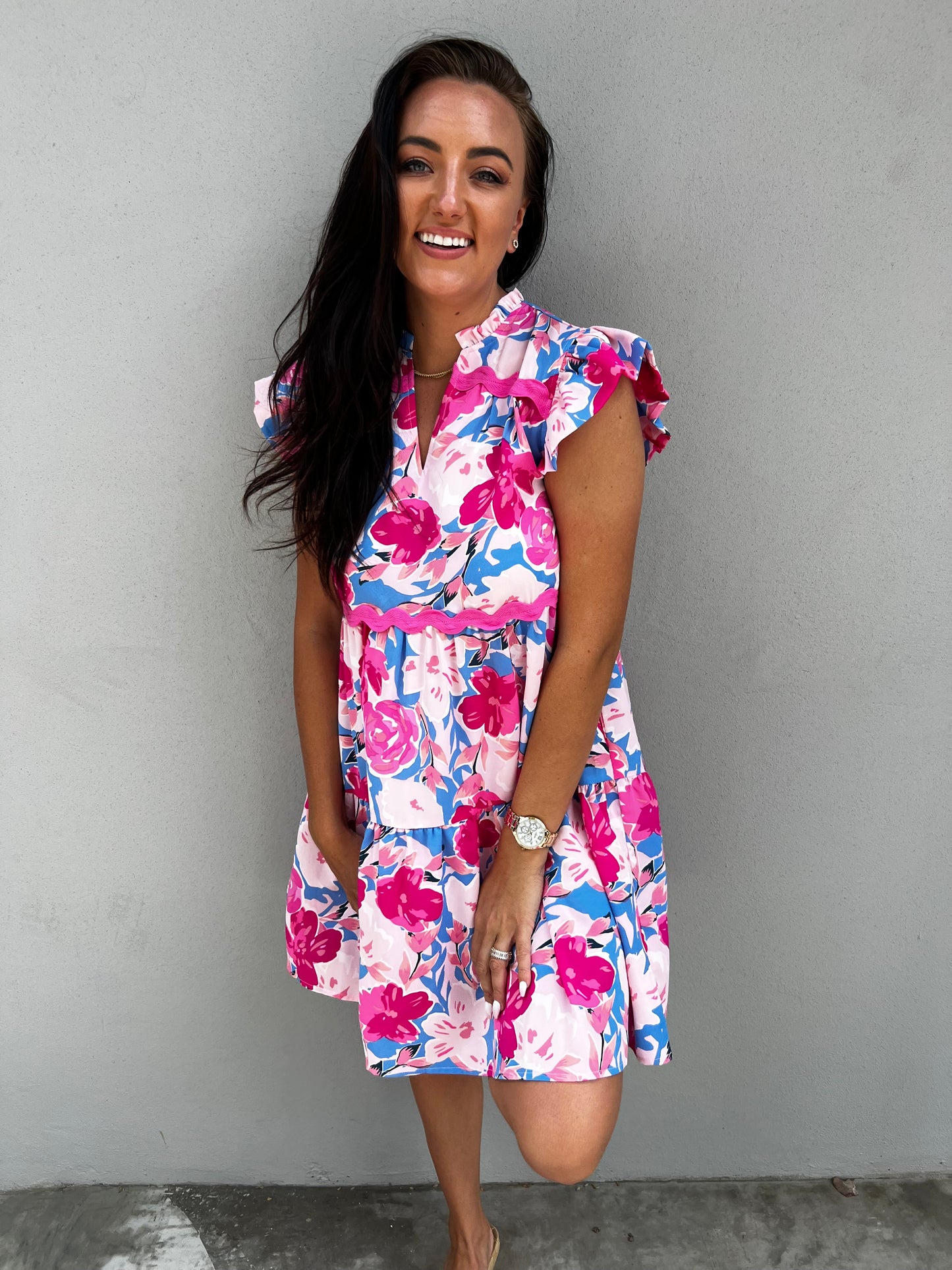 Carnation Floral Short Dress