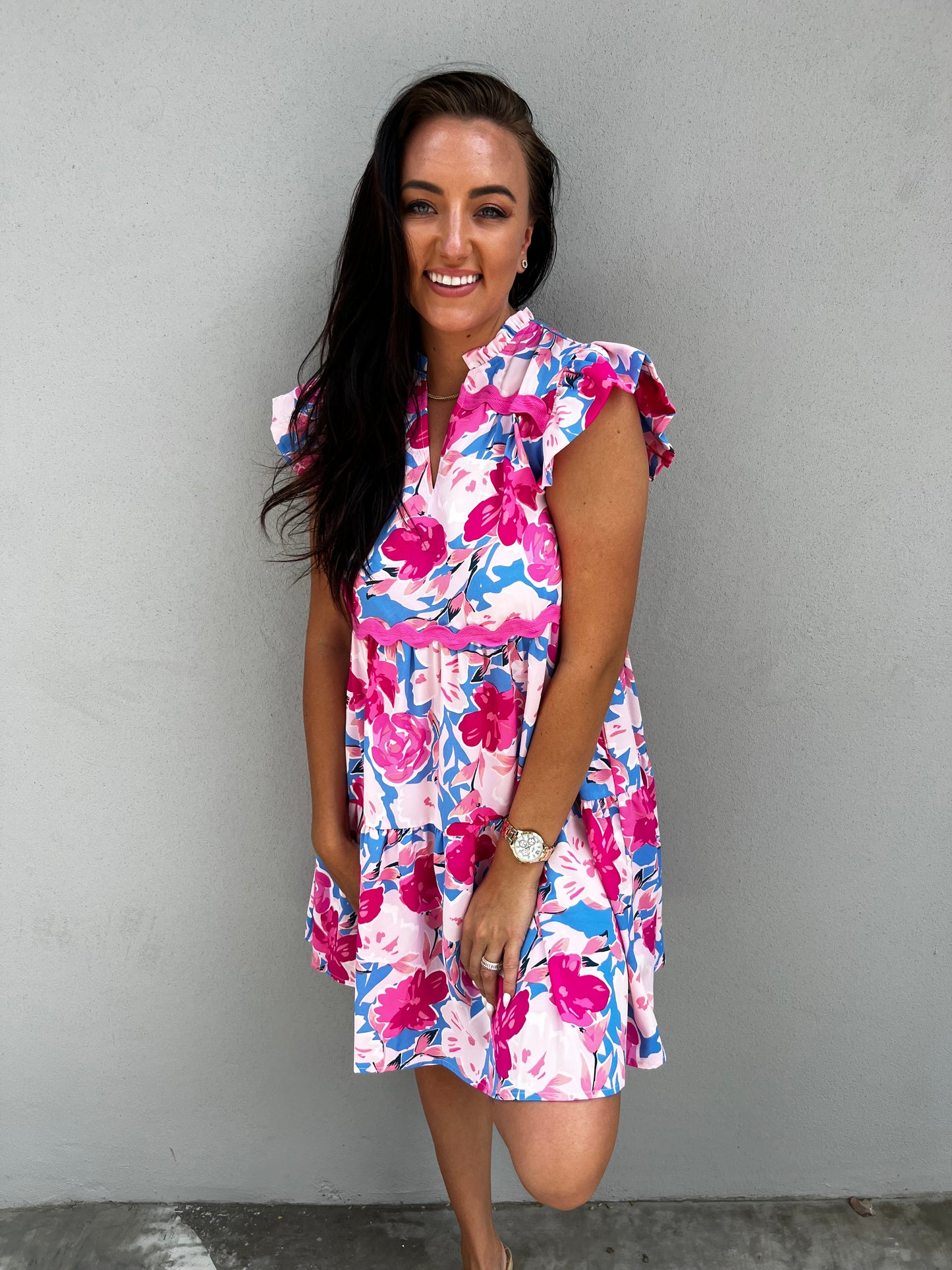 Carnation Floral Short Dress