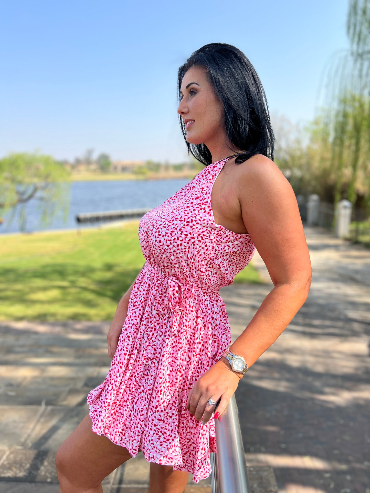 Mauvish Leopard Print Short Dress