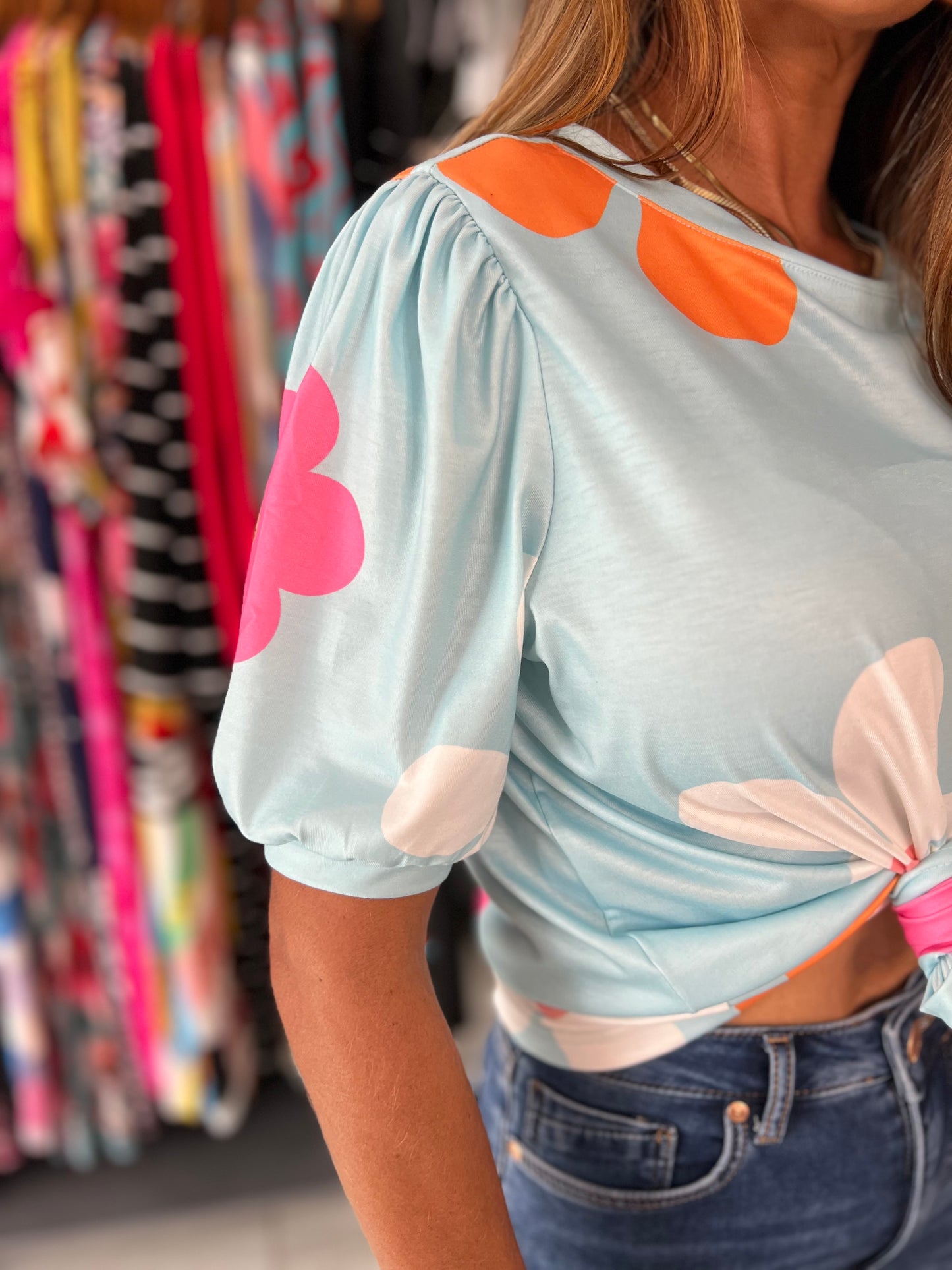 Bluish Blue Flower Tee