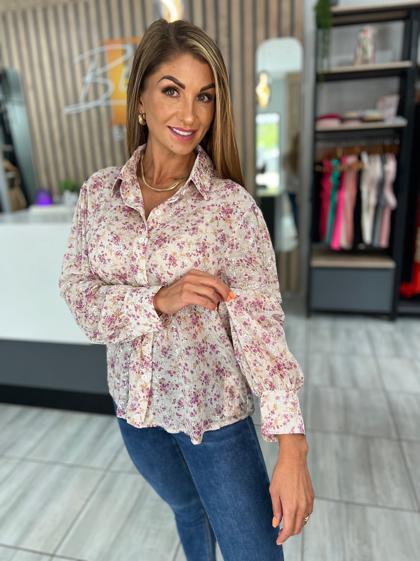 Flaming Floral Print Shirt