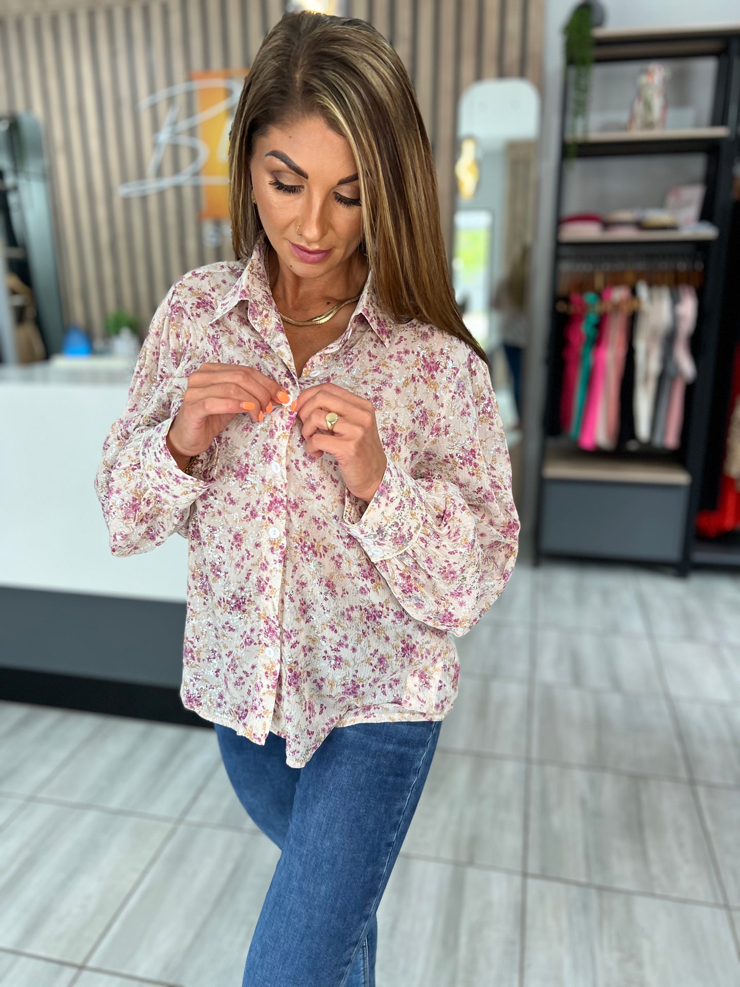 Flaming Floral Print Shirt