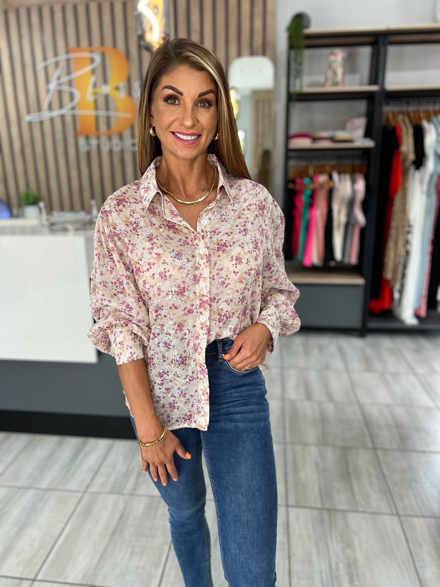 Flaming Floral Print Shirt