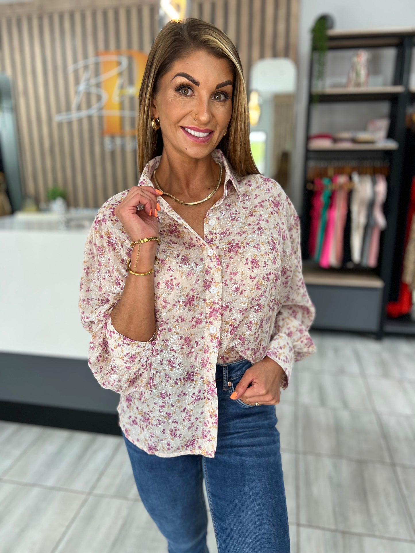 Flaming Floral Print Shirt