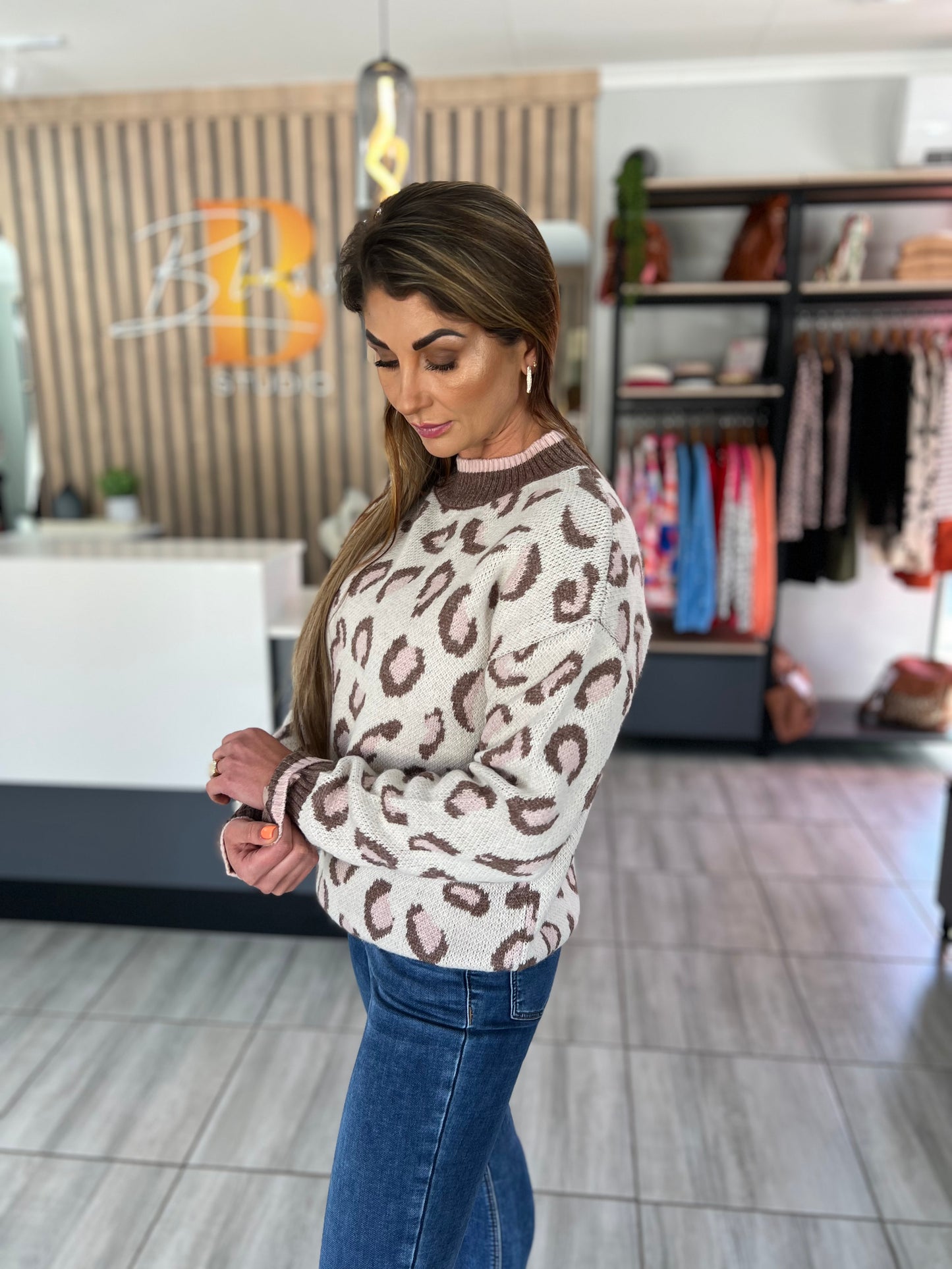 Avenue Two-tone Leopard Sweater