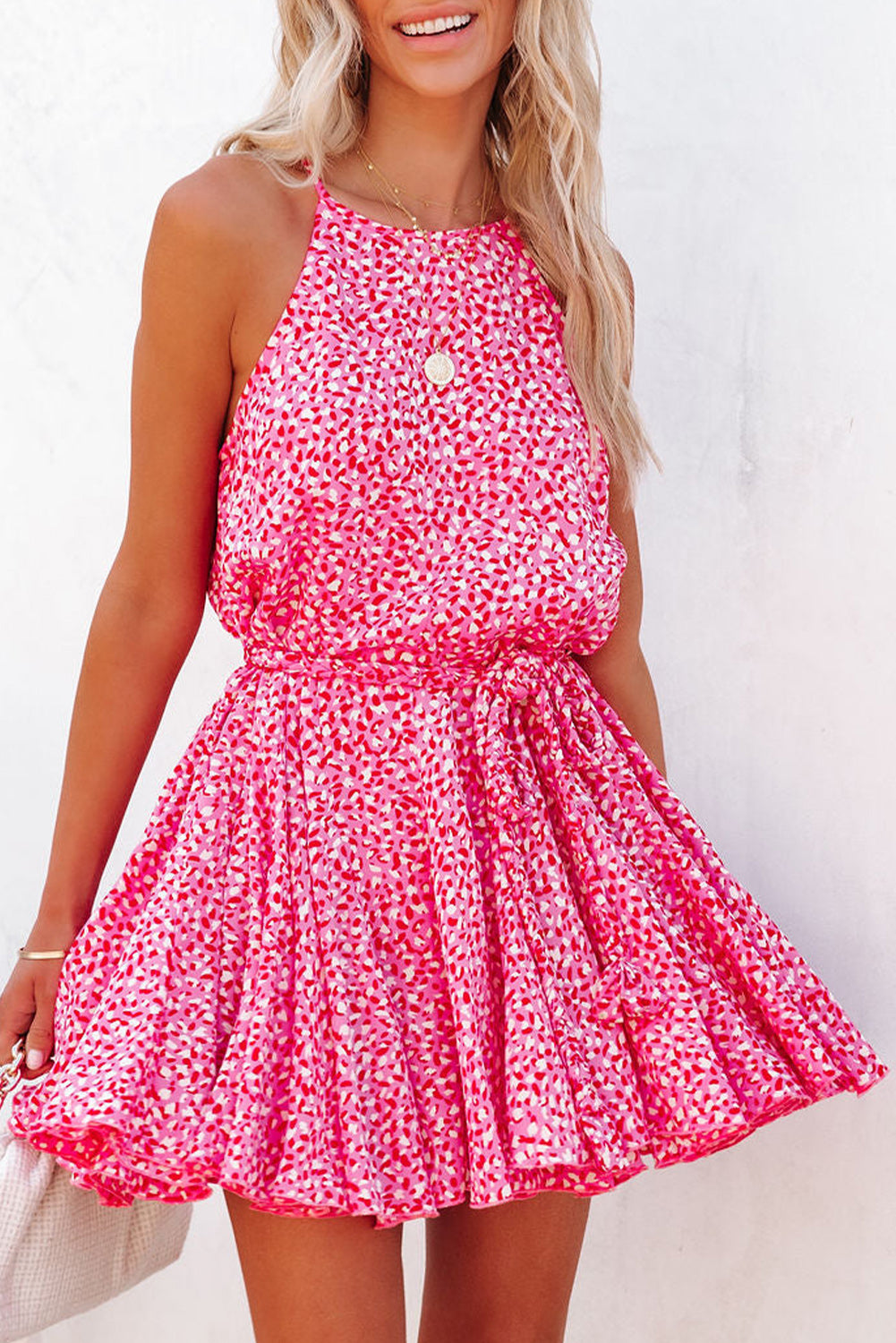 Mauvish Leopard Print Short Dress