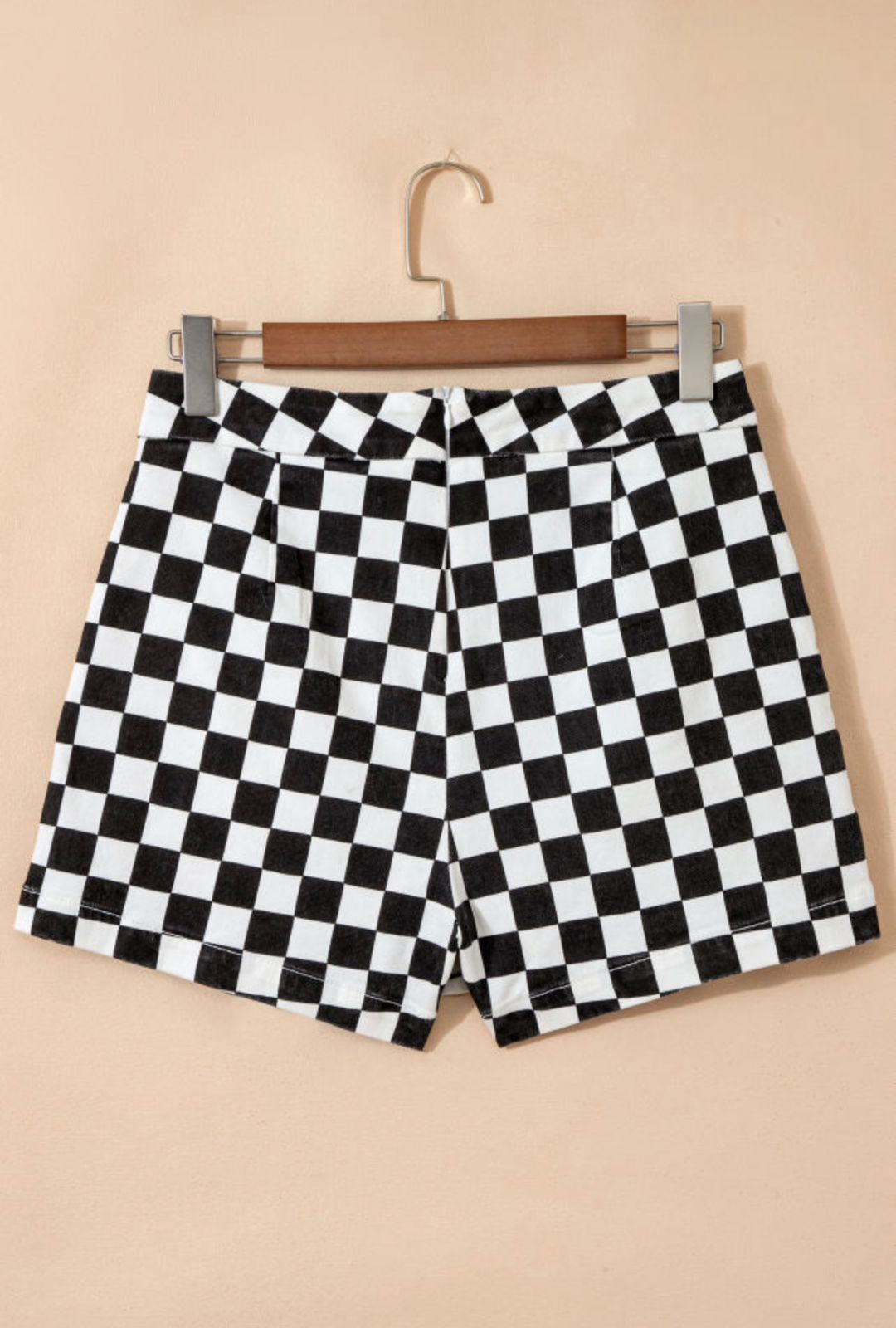 Domino Checkered Denim Shorts