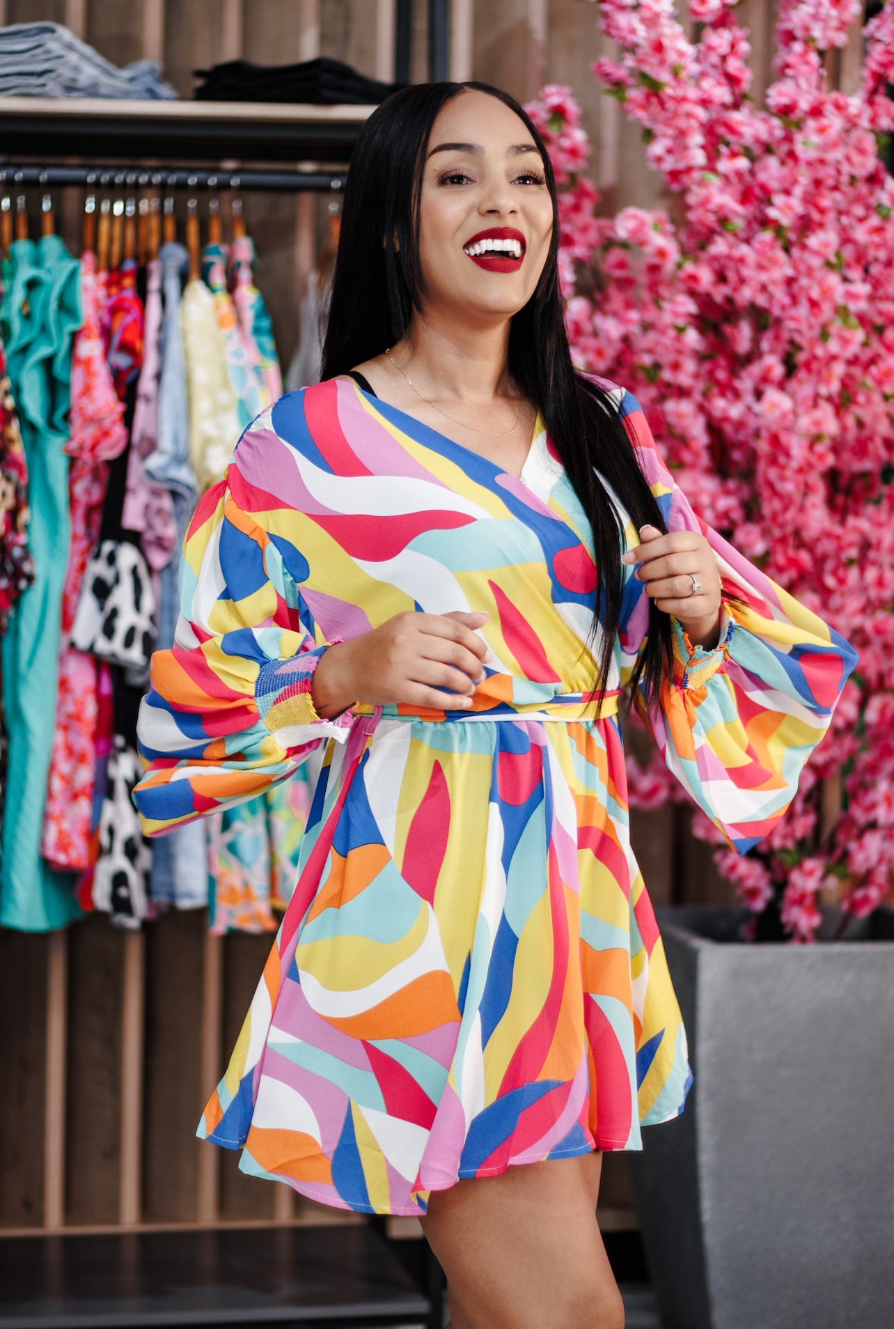 Rainbow Abstract Short Dress