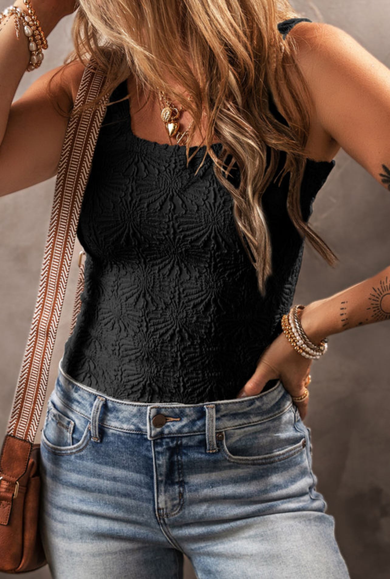 Sculpture Black Tank Top