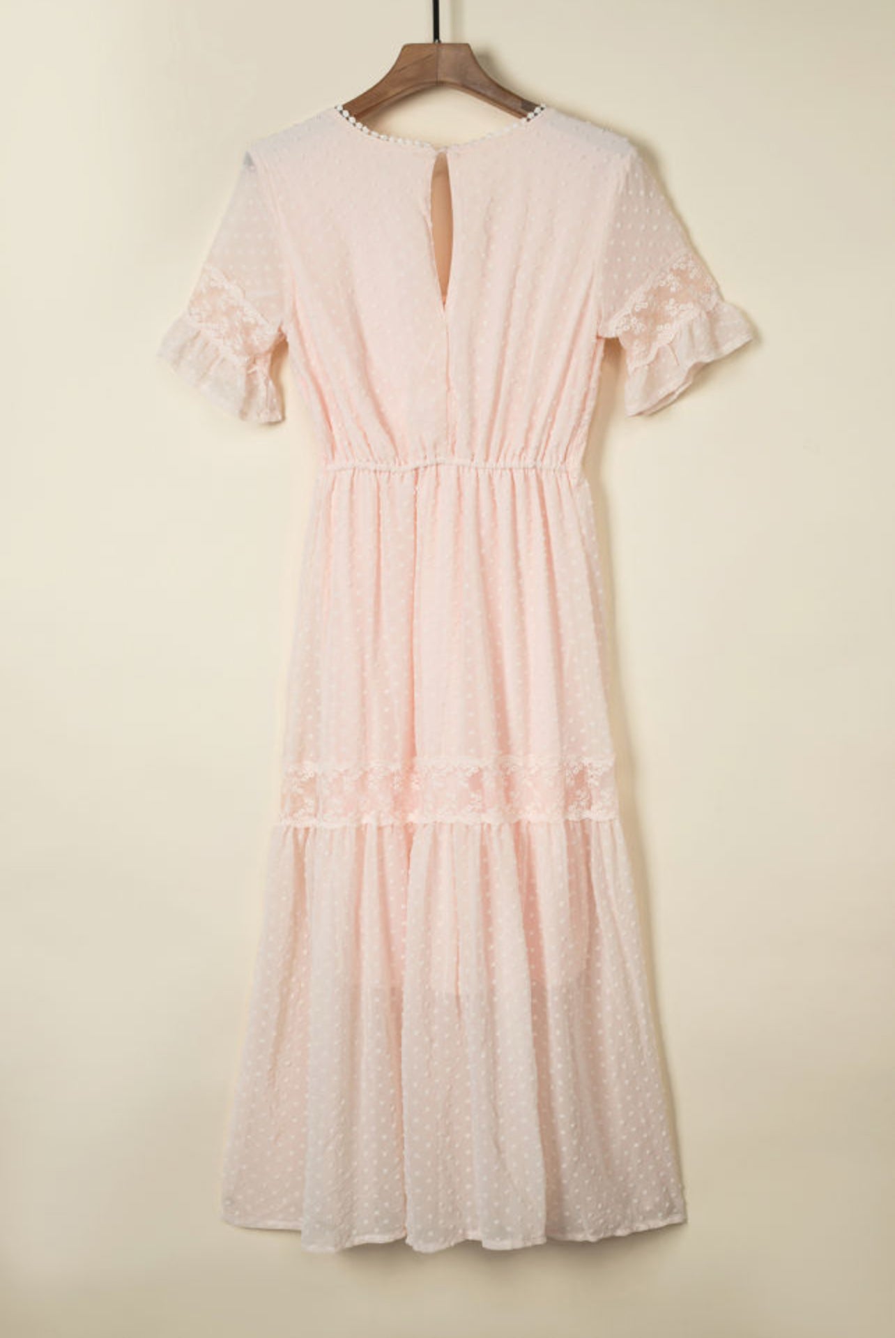 Peach Lace Dot Long Dress