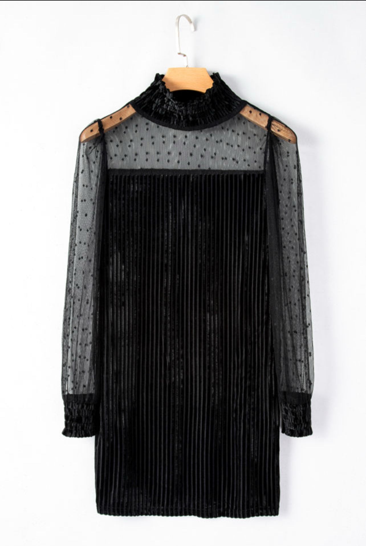 Posh Black Dotted Short Dress
