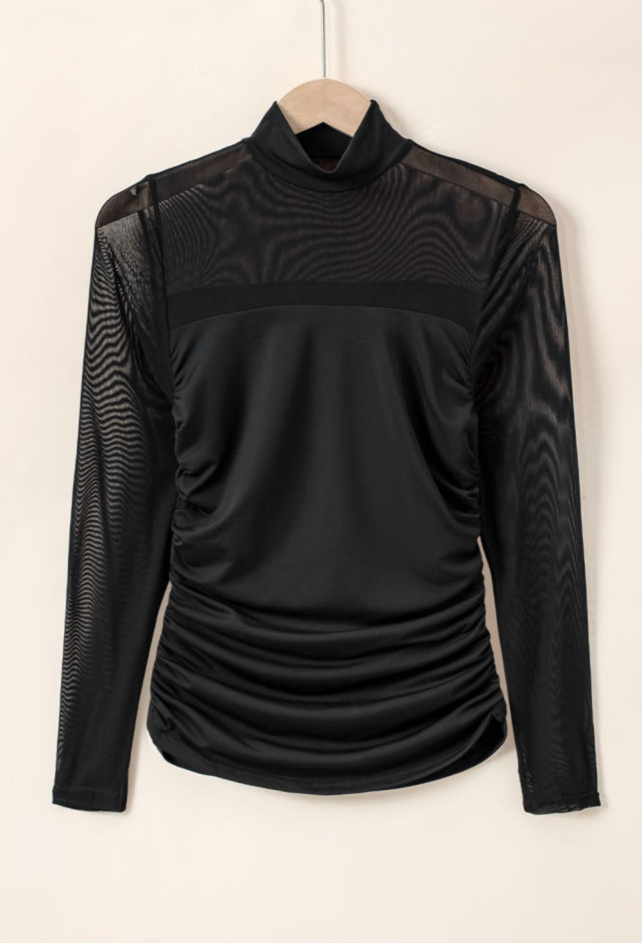 Black High Neck Mesh Top