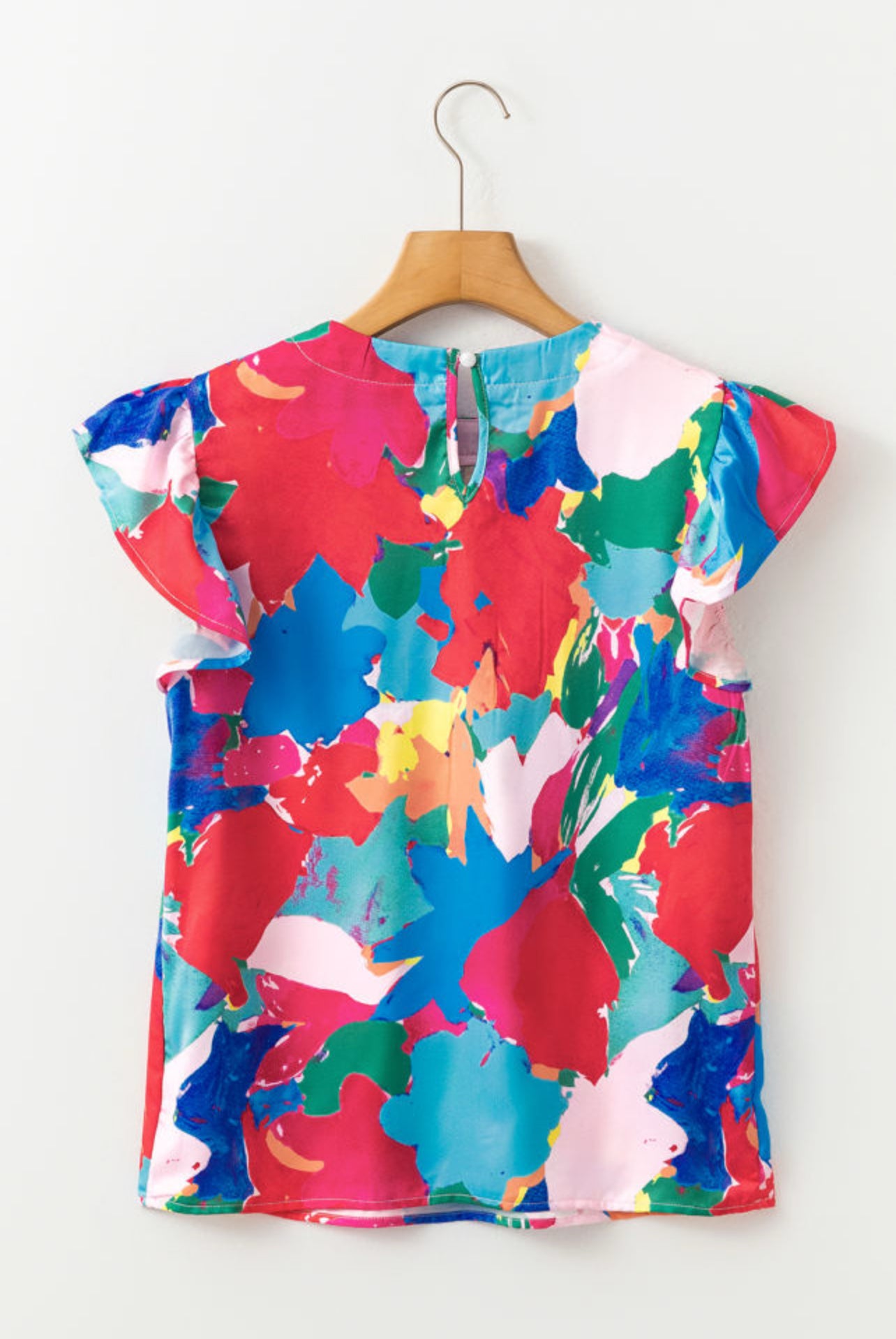 Zinnia Abstract Flutter Sleeve Blouse