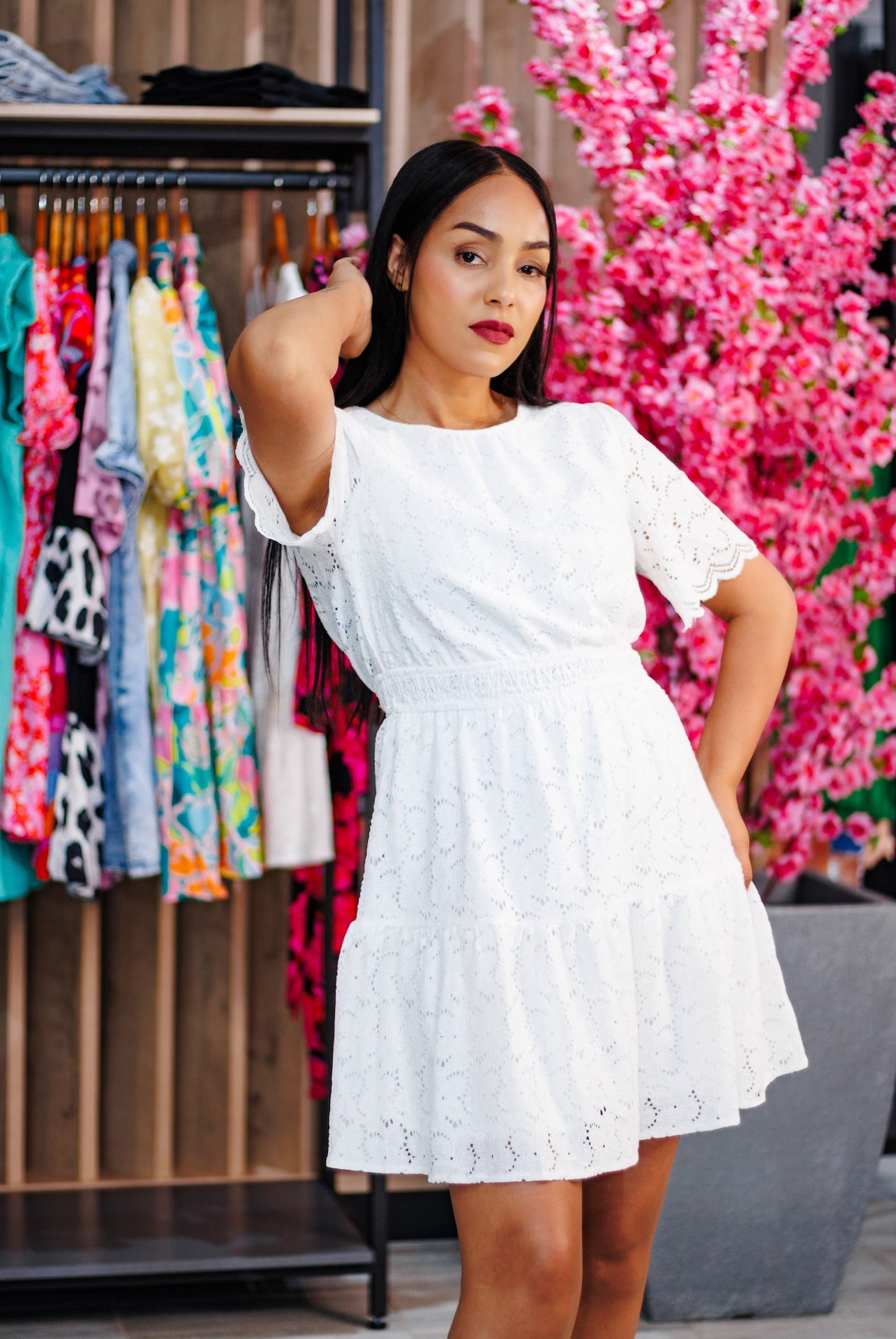 Ivory Lace Crochet Short Dress