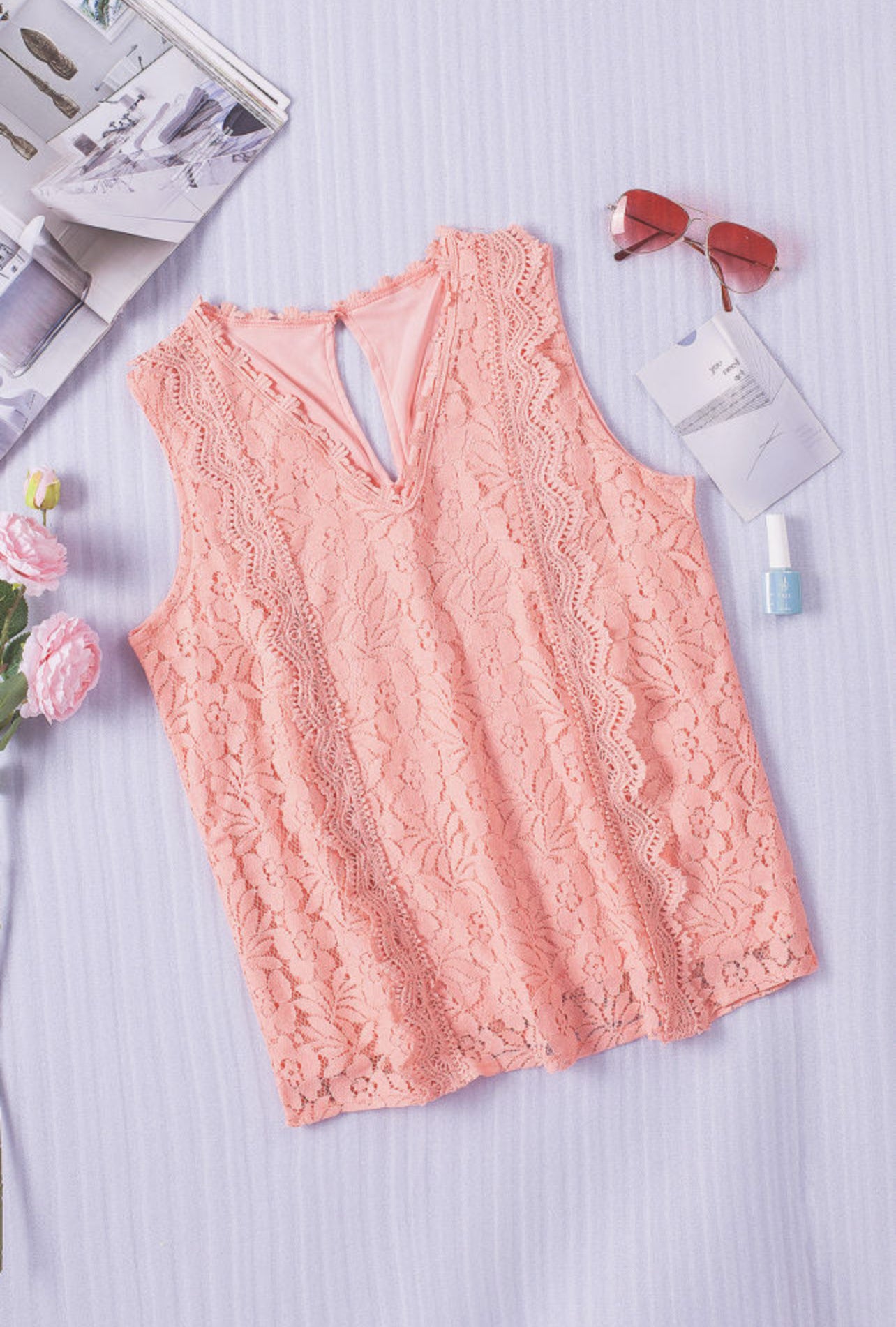 Belle Pink Lace Blouse
