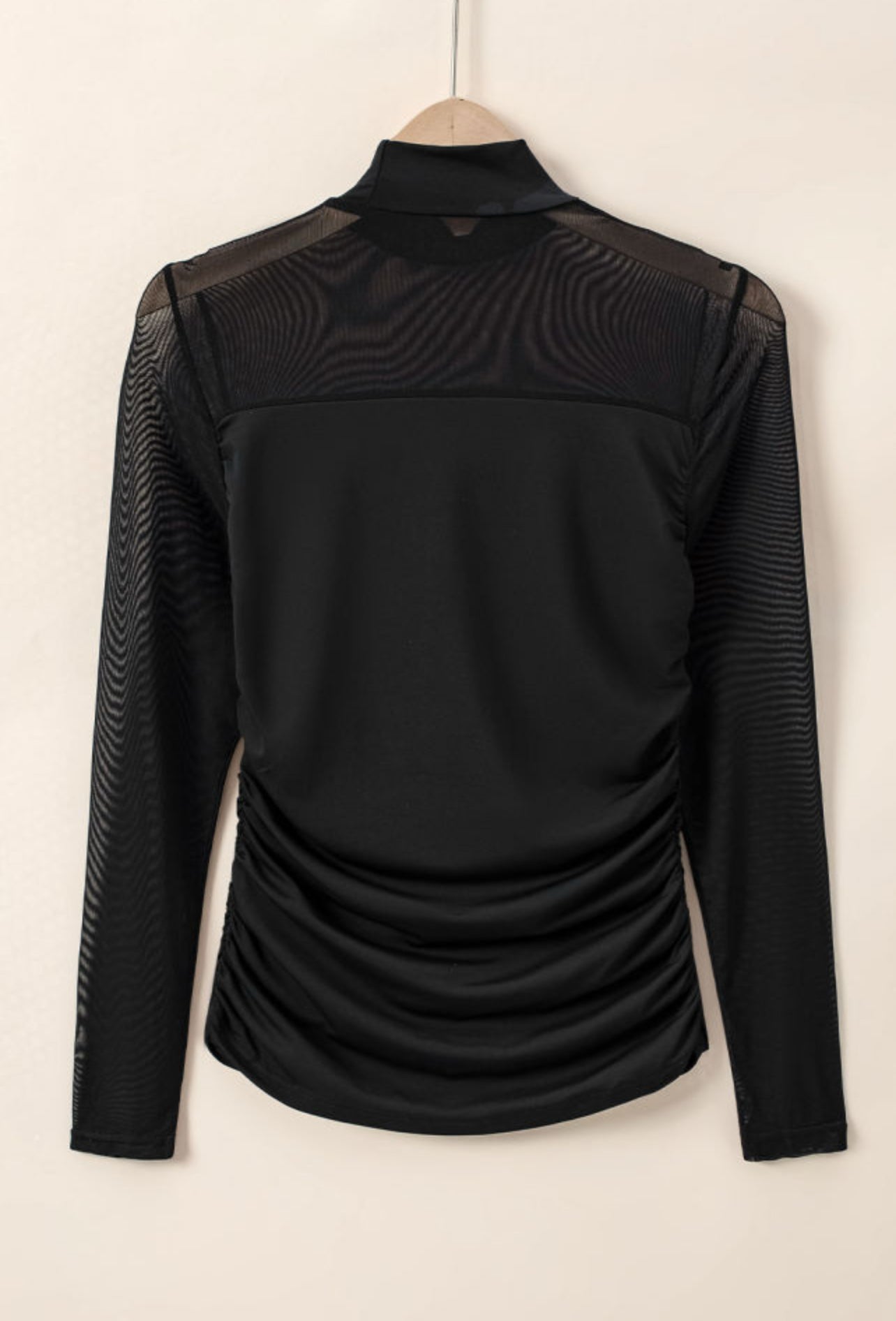 Black High Neck Mesh Top
