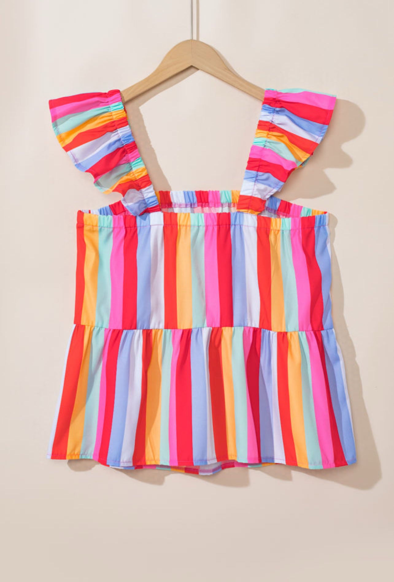 Holiday Ruffled Straps Tank Top