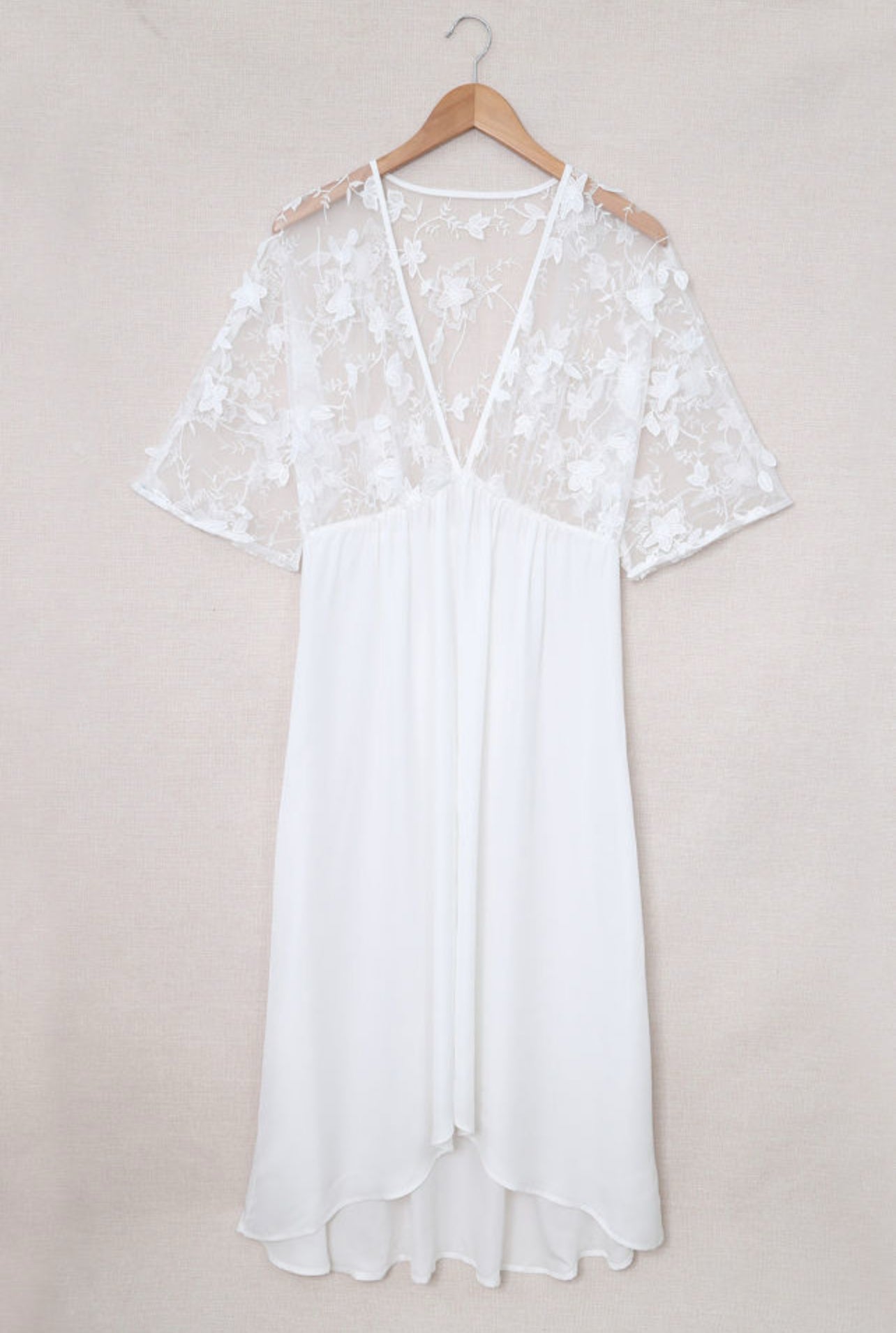 White Mesh Lace Beach Dress