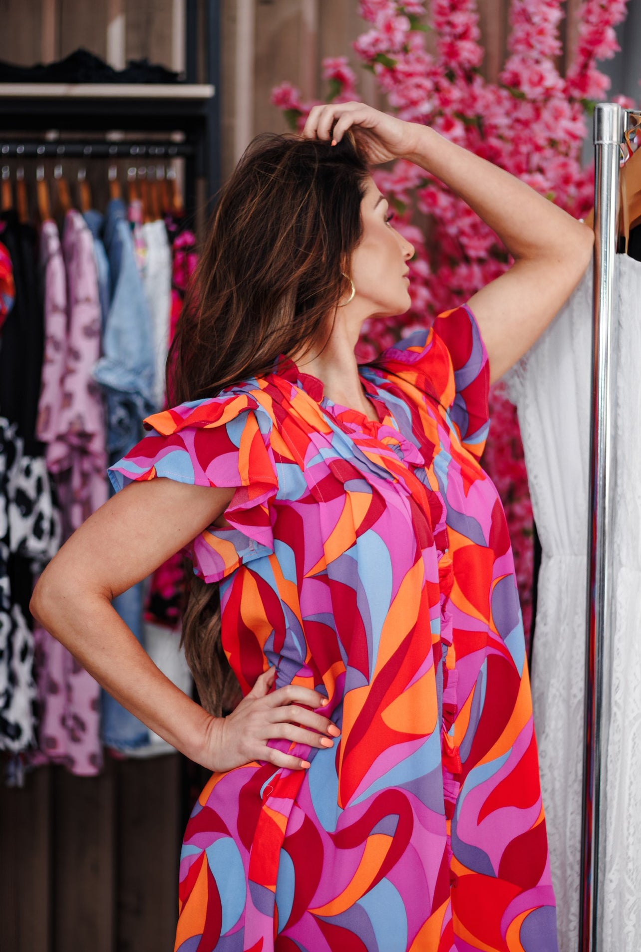 Vibrant Ruffle Tiered Short Dress