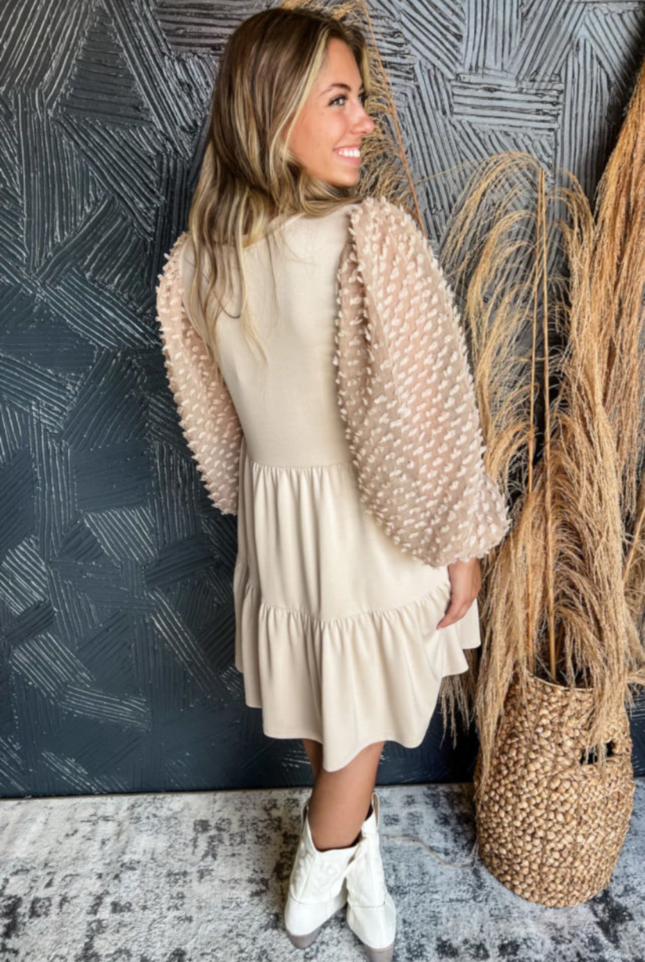 Kasha Beige Short Dress