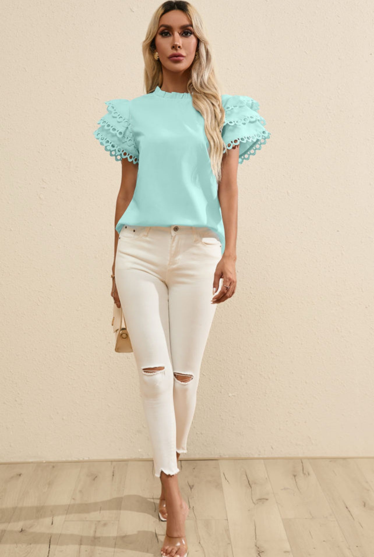 Serene Blue Cap Sleeve Top
