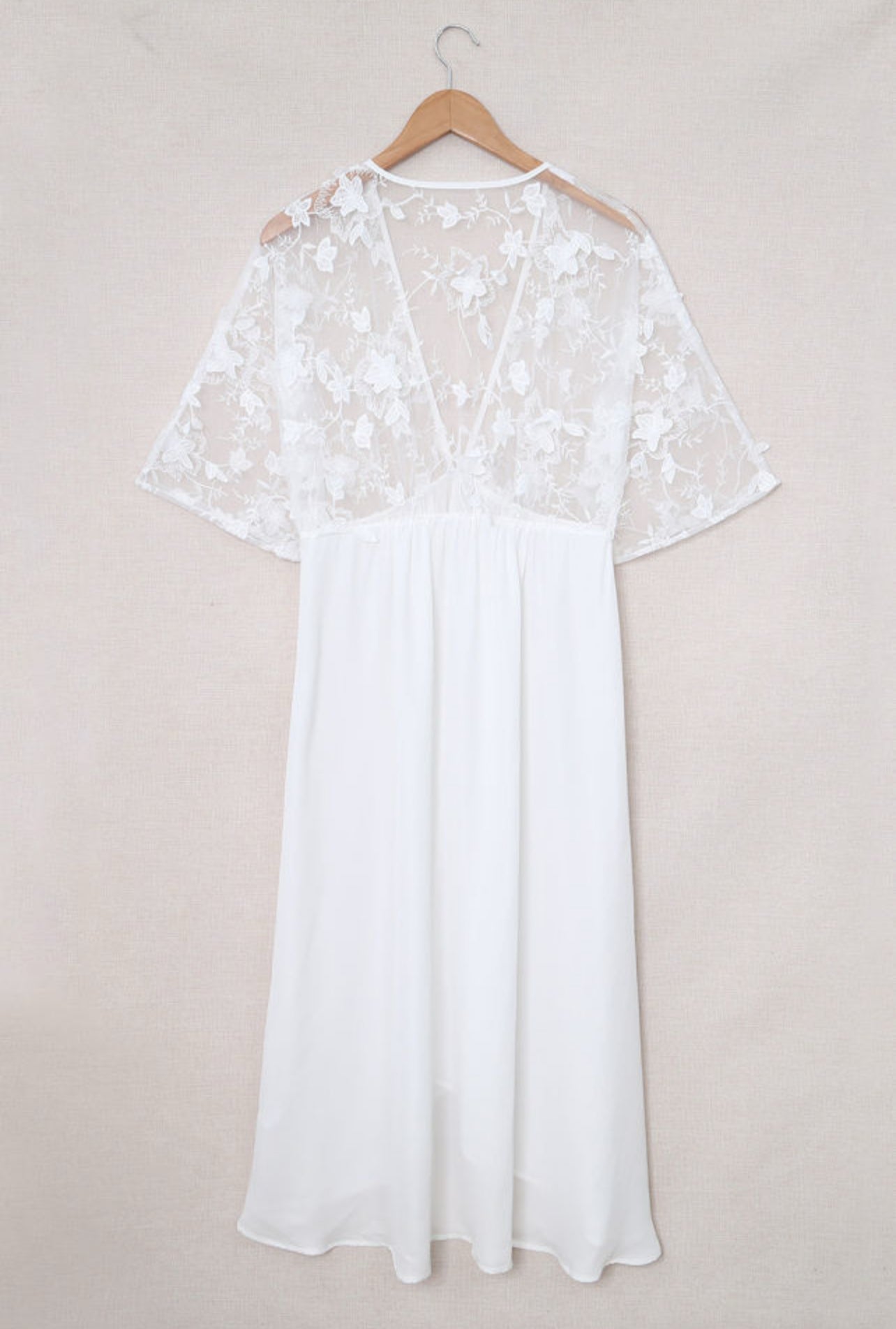 White Mesh Lace Beach Dress