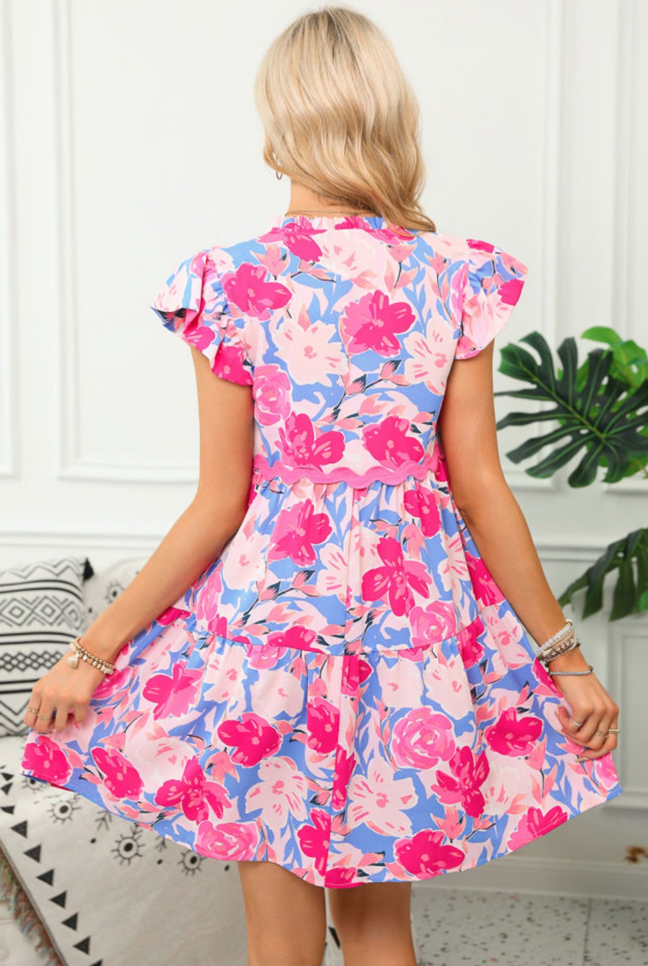 Carnation Floral Short Dress