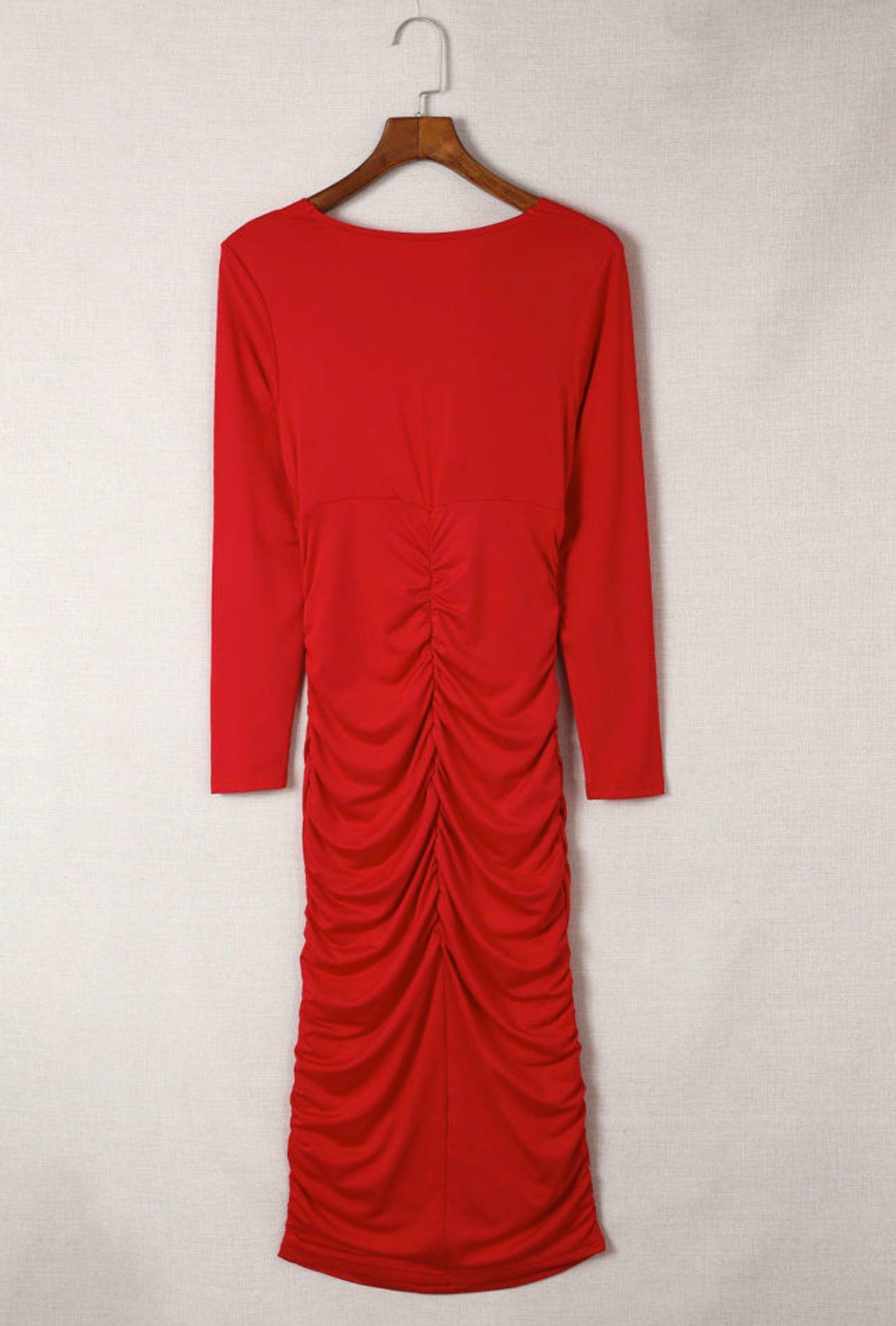 Fierce Red Long Sleeve Bodycon Midi Dress