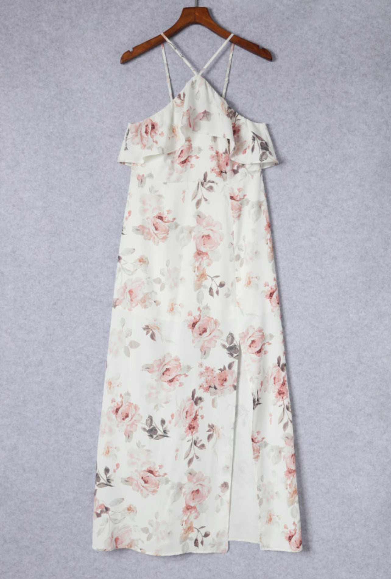 Victoria Floral Halterneck Long Dress