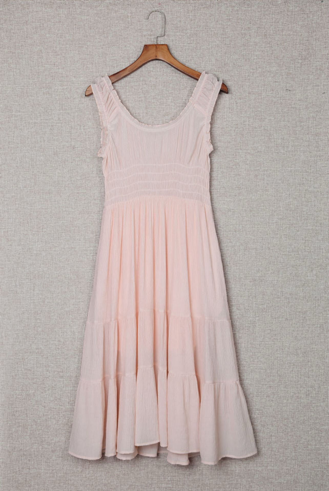 Peach Sleeveless High Waist Midi Dress