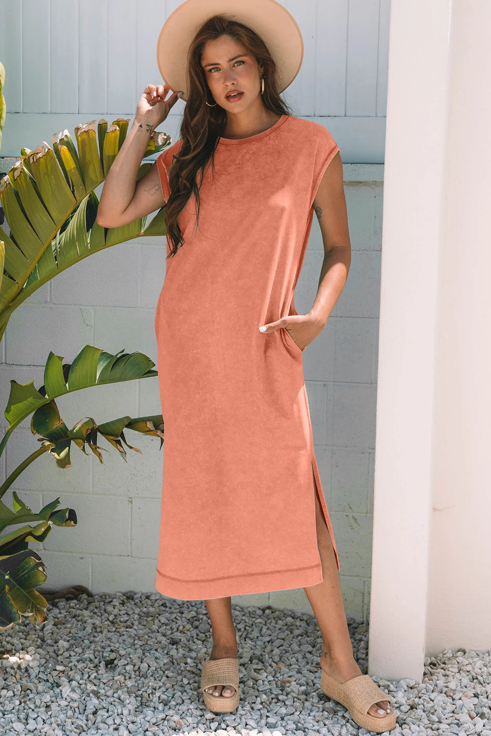 Harbour Carrot Wash Pocketed T-Shirt Midi Dress